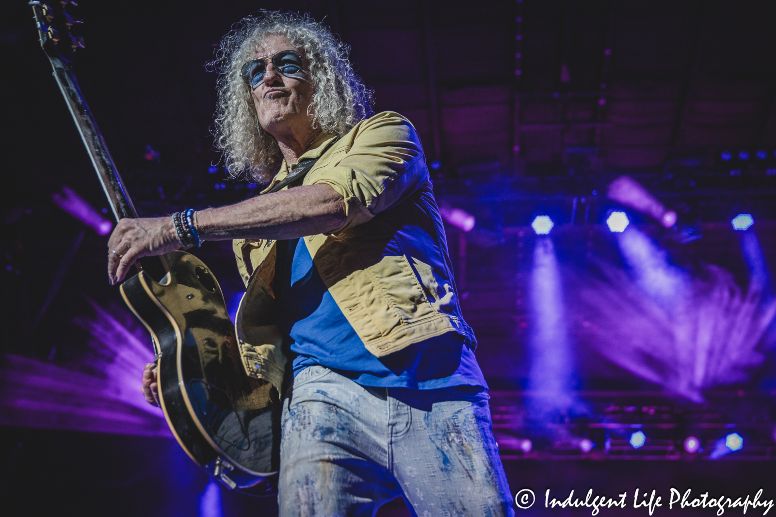 Guitar player Bruce Watson of Foreigner performing "Double Vision" at Azura Amphitheater in Bonner Springs, KS on October 5, 2024.