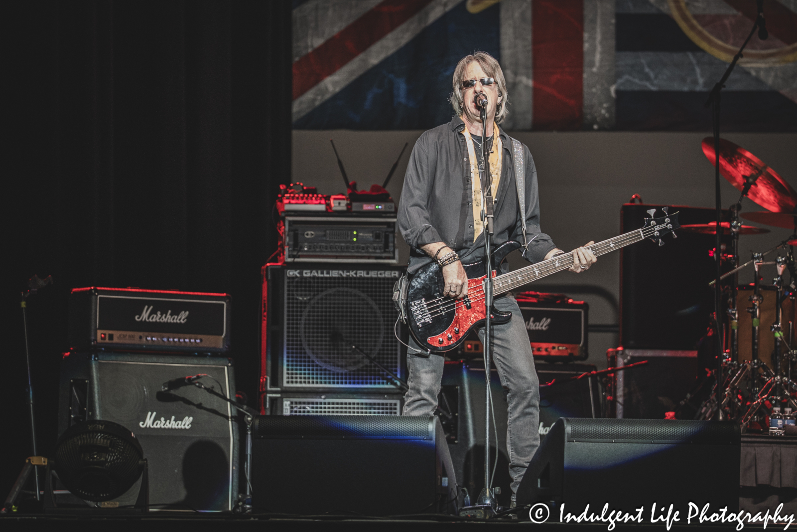 Bass guitarist Rodney O'Quinn of Foghat live in concert at Star Pavilion inside of Ameristar Casino in Kansas City, MO on March 15, 2025.