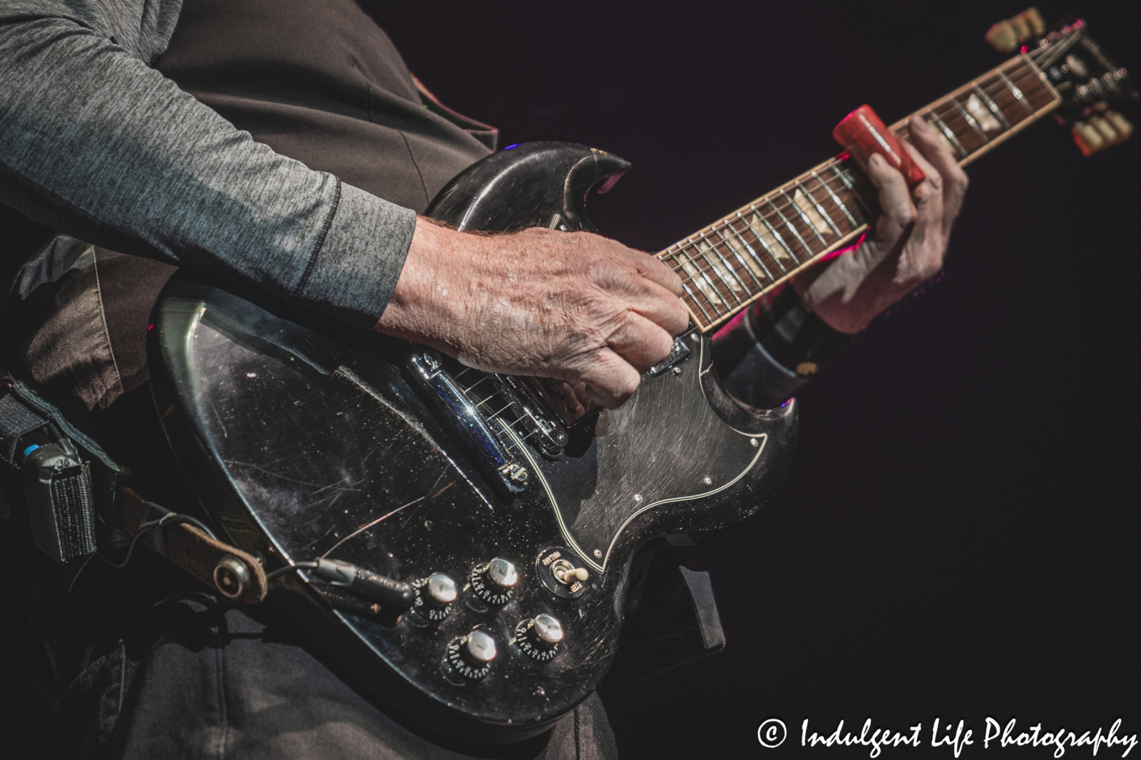 Guitar of Foghat member Bryan Bassett as he performed live at Star Pavilion inside of Ameristar Casino in Kansas City, MO on March 15, 2025.