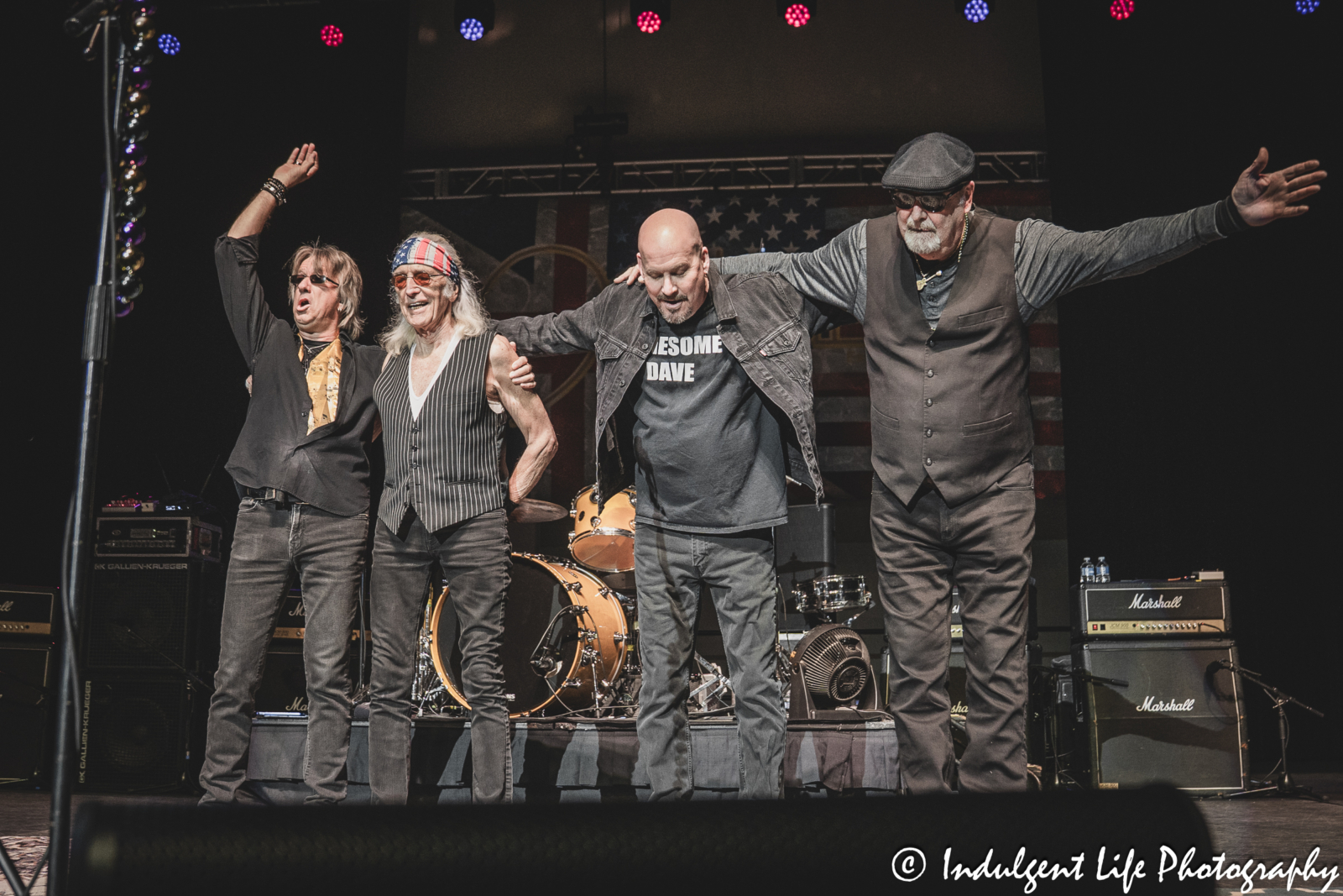 Foghat taking a bow after the band's concert at Ameristar Casino in Kansas City, MO on March 15, 2025.