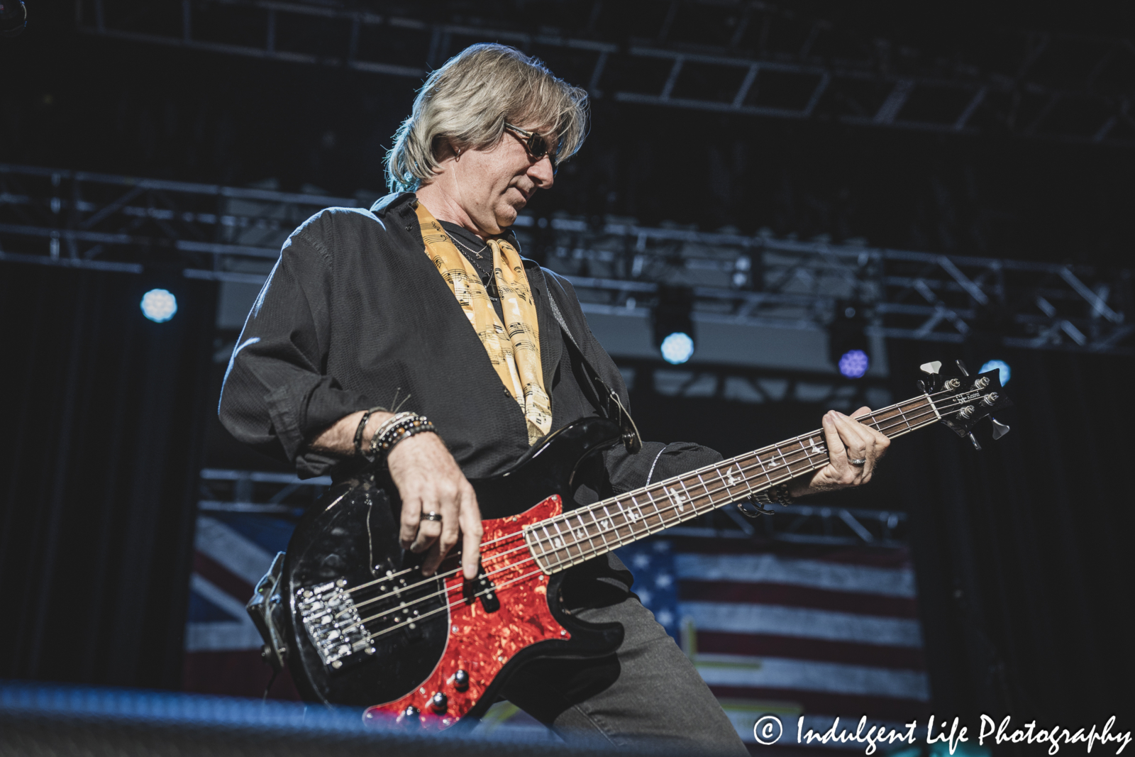 Foghat bass guitarist Rodney O'Quinn performing live at Star Pavilion inside of Ameristar Casino in Kansas City, MO on March 15, 2025.