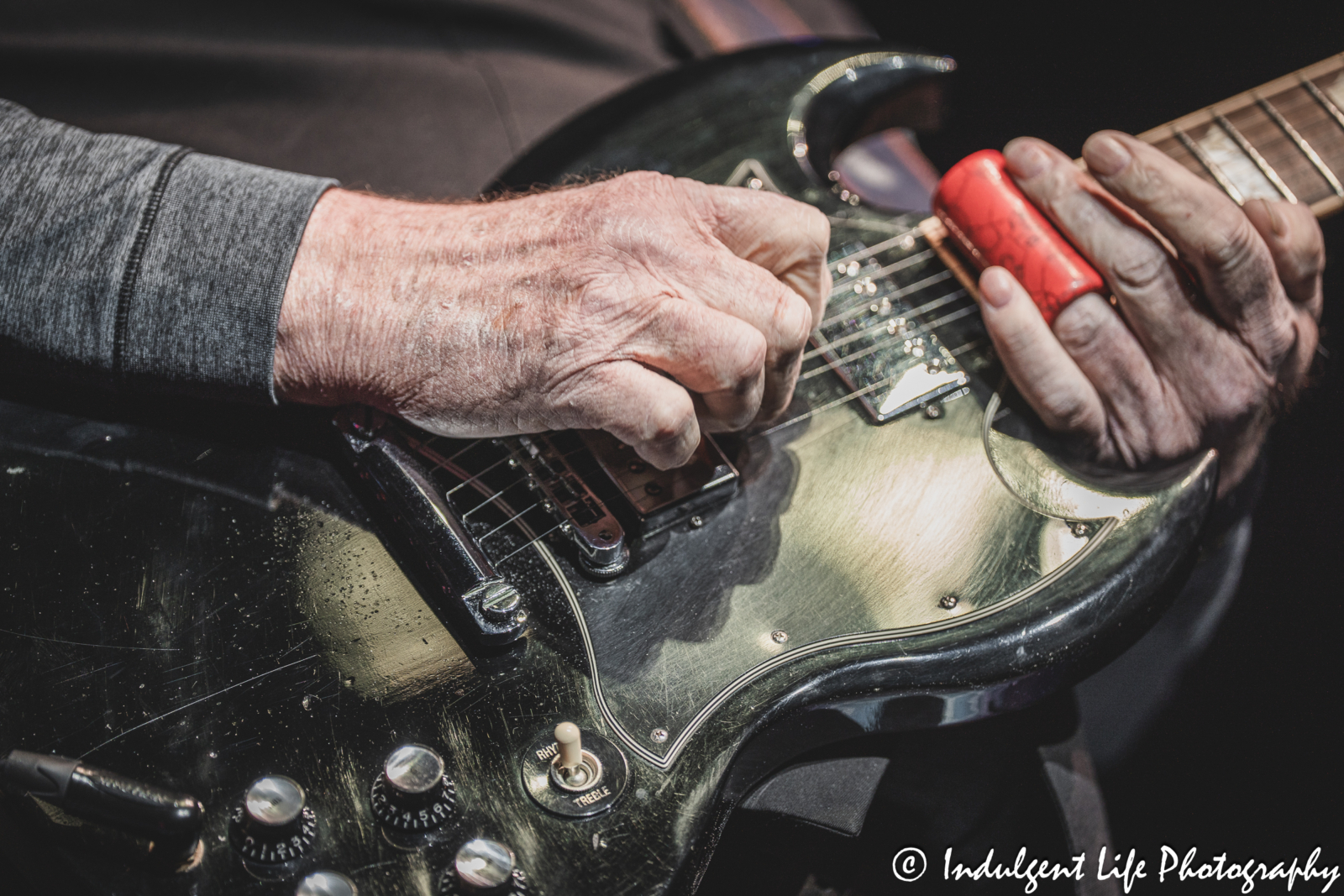Guitar of Foghat member Bryan Bassett as he performed live at Ameristar Casino's Star Pavilion in Kansas City, MO on March 15, 2025.