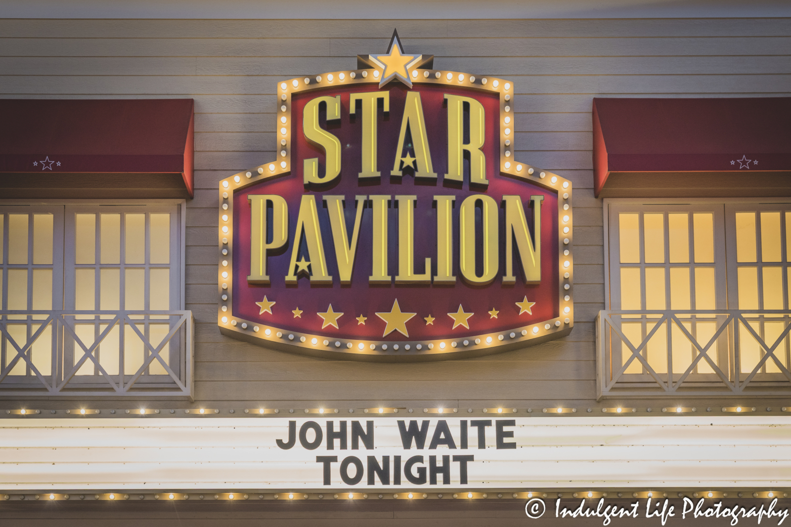 Star Pavilion marquee at Ameristar Casino in Kansas City, MO featuring John Waite on March 8, 2025.