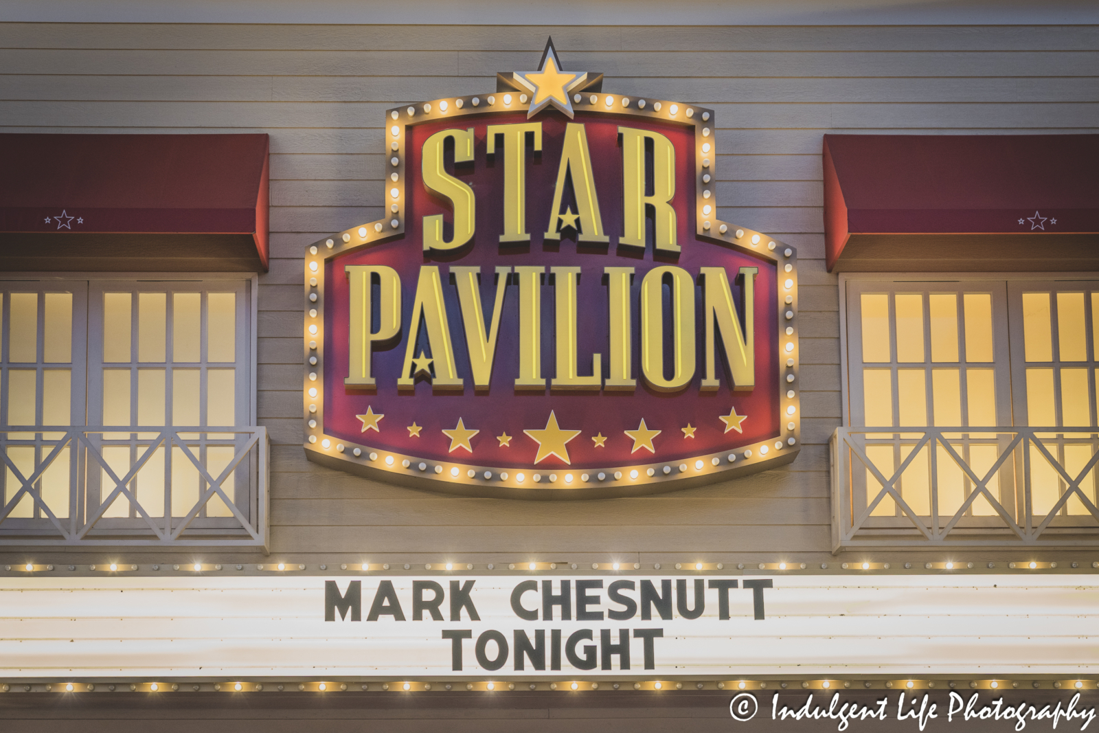 Star Pavilion marquee at Ameristar Casino in Kansas City, MO featuring Mark Chesnutt on March 7, 2025.