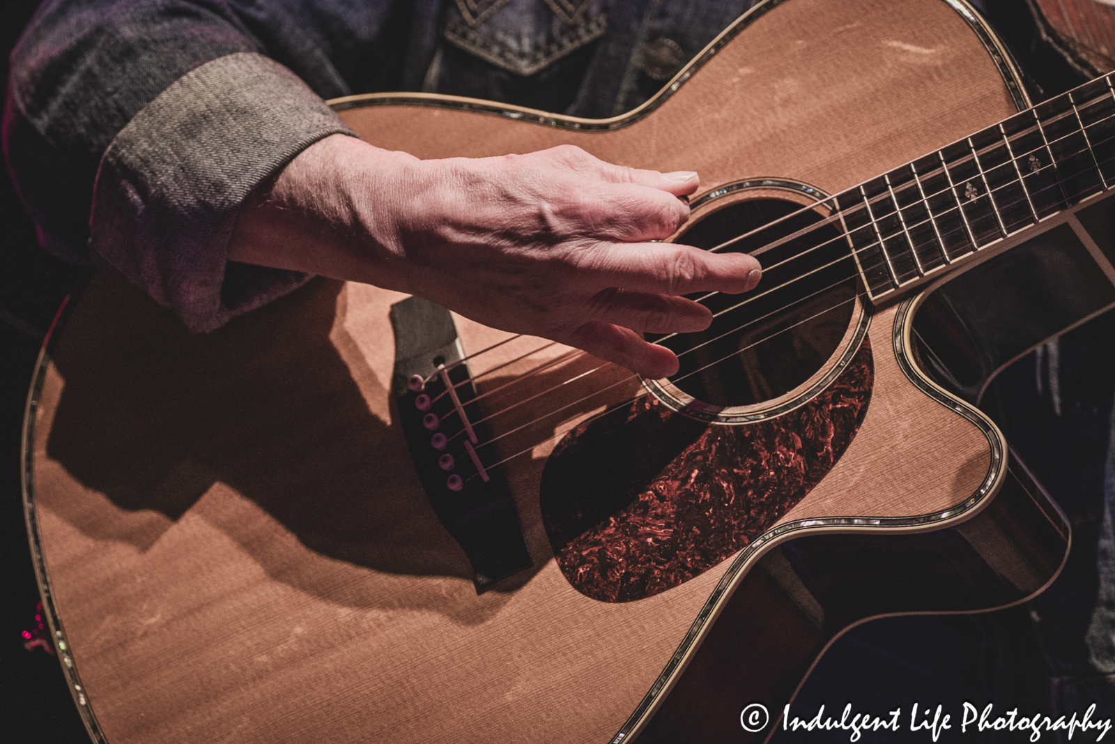 Acoustic guitar of Mark Chesnutt as he performed at Ameristar Casino's Star Pavilion in Kansas City, MO on March 7, 2025.