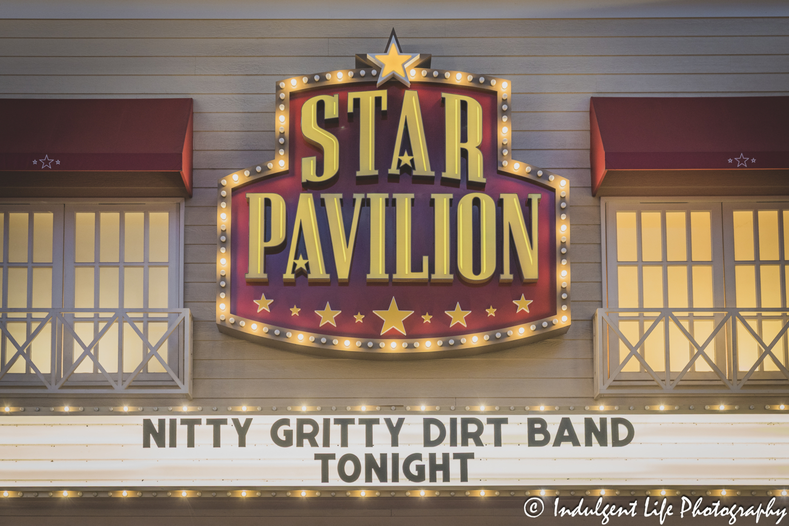 Star Pavilion marquee at Ameristar Casino in Kansas City, MO featuring Nitty Gritty Dirt Band on March 22, 2025.