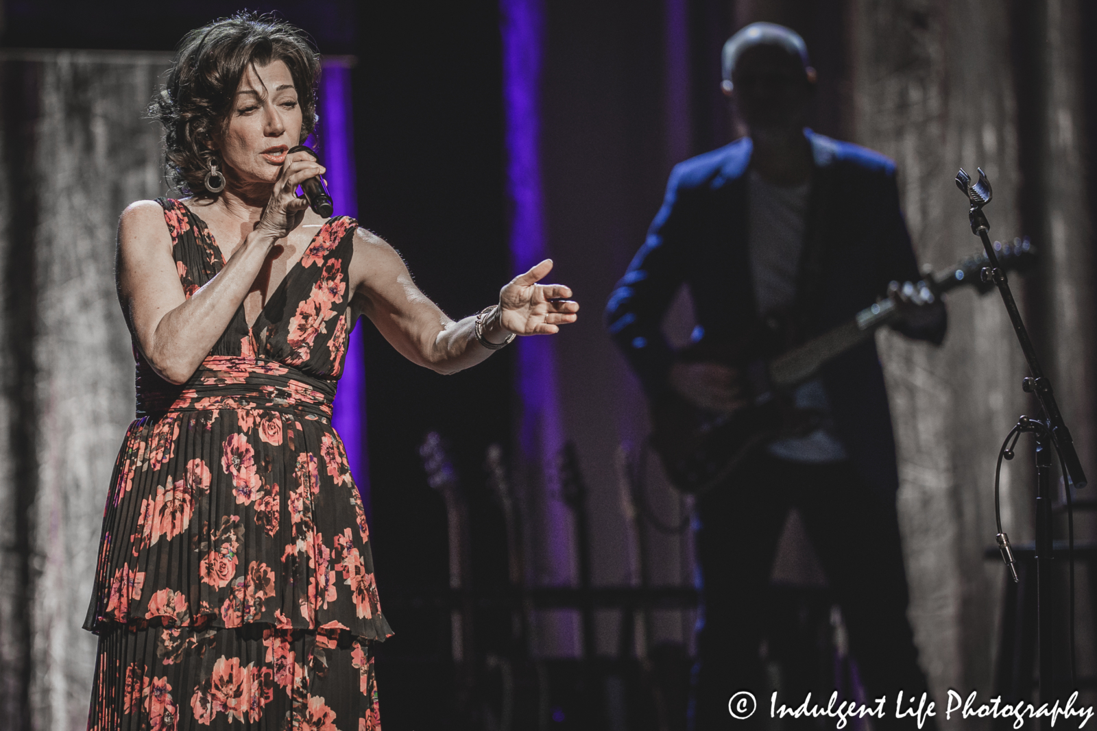 Amy Grant and guitarist Jerry McPherson performing "Stay for Ahile" together at Kauffman Center in downtown Kansas City, MO on April 4, 2025.