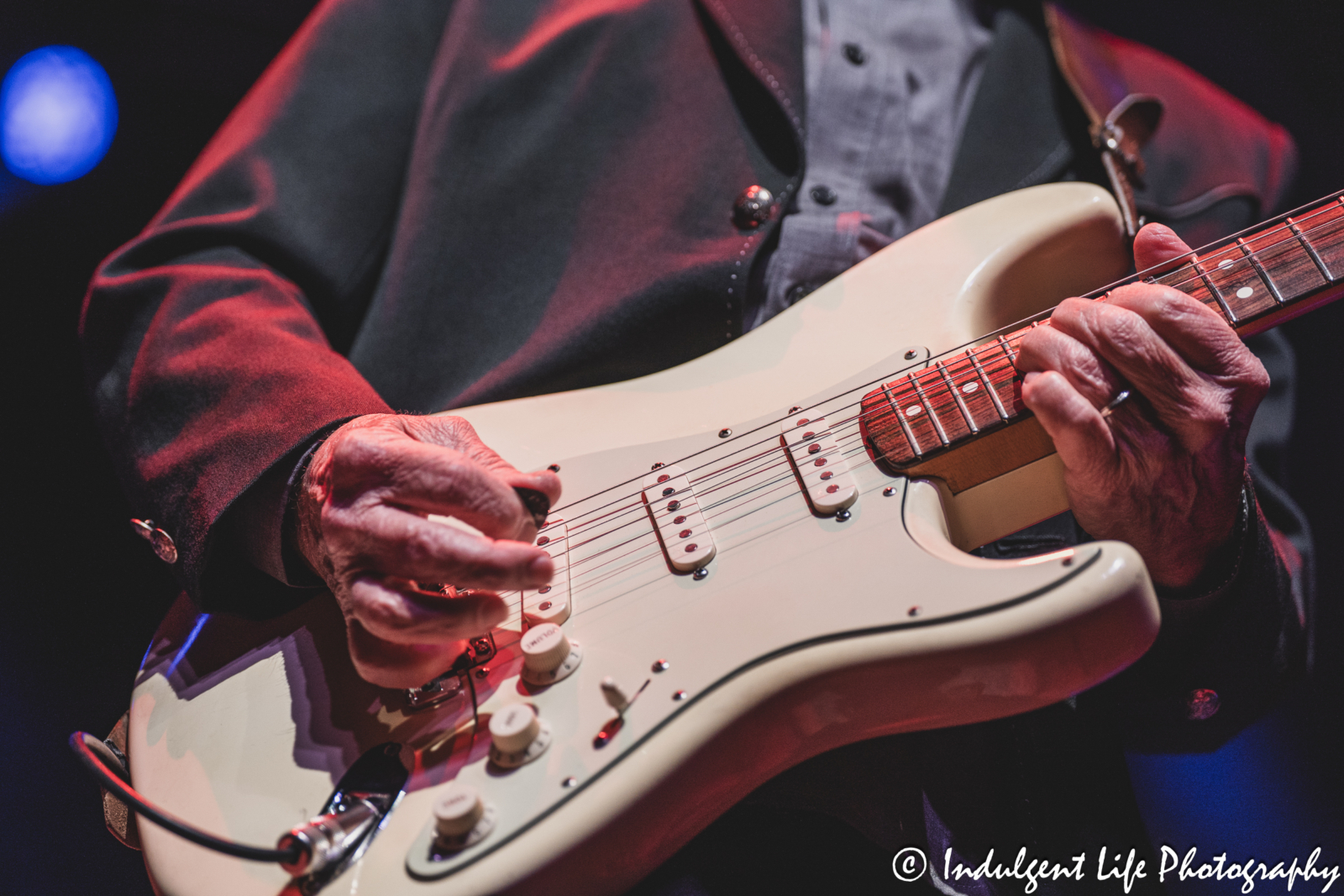 Guitar of Nitty Gritty Dirt Band lead singer Jack Hanna as he performed live at Ameristar Casino in Kansas City, MO on March 22, 2025.