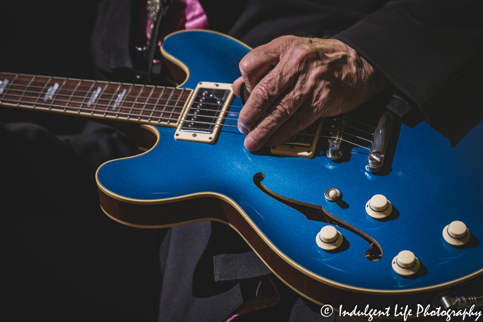 Guitar of Graham Russell as he performed "Sweet Dreams" live at Ameristar Casino in Kansas City, MO on May 17, 2025.