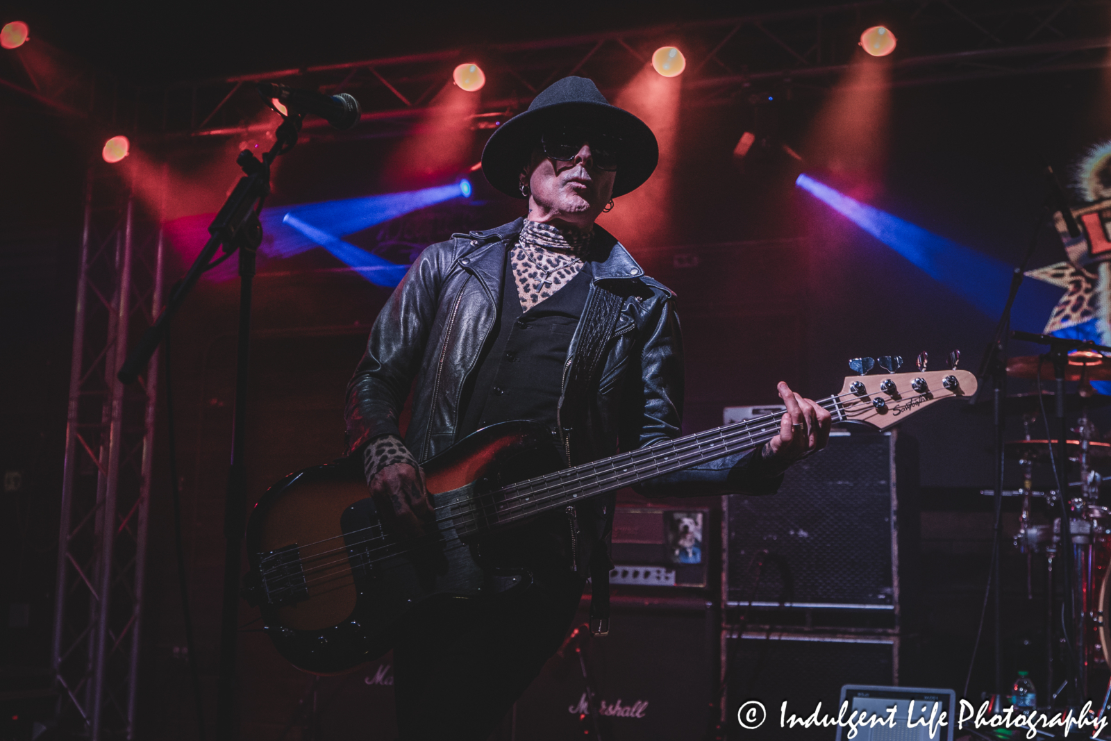 Bass guitarist Johnny Martin of L.A. Guns live in concert at Knuckleheads Saloon in Kansas City, MO on May 22, 2025.