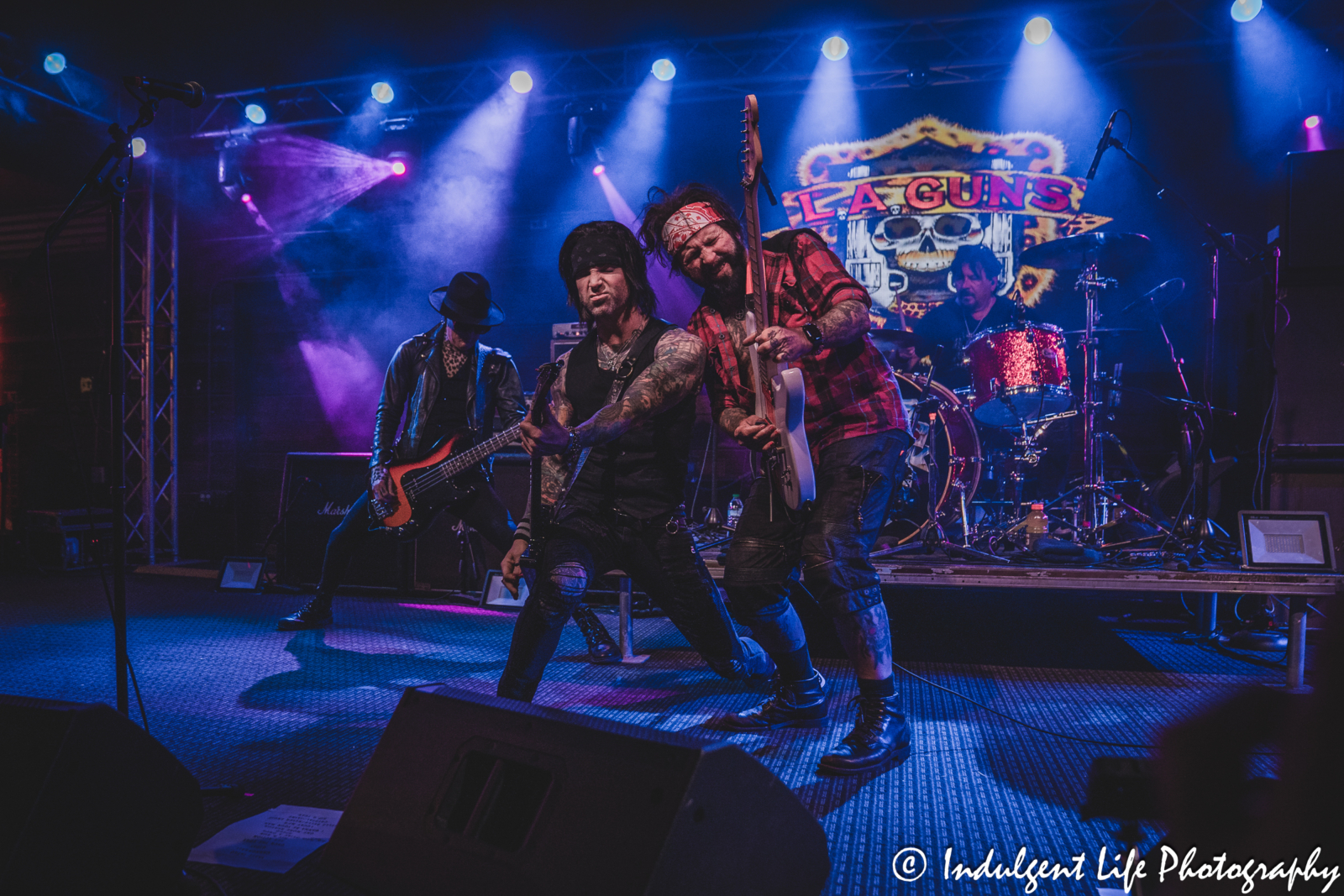 Guitar player Tracii Guns and L.A. Guns members performing together at Knucklehead Saloon in Kansas City, MO on May 22, 2025.