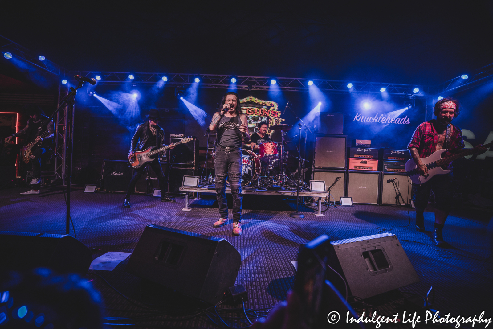 L.A. Guns performing live in concert on the outdoor stage at Knuckleheads Saloon in Kansas City, MO on May 22, 2025.