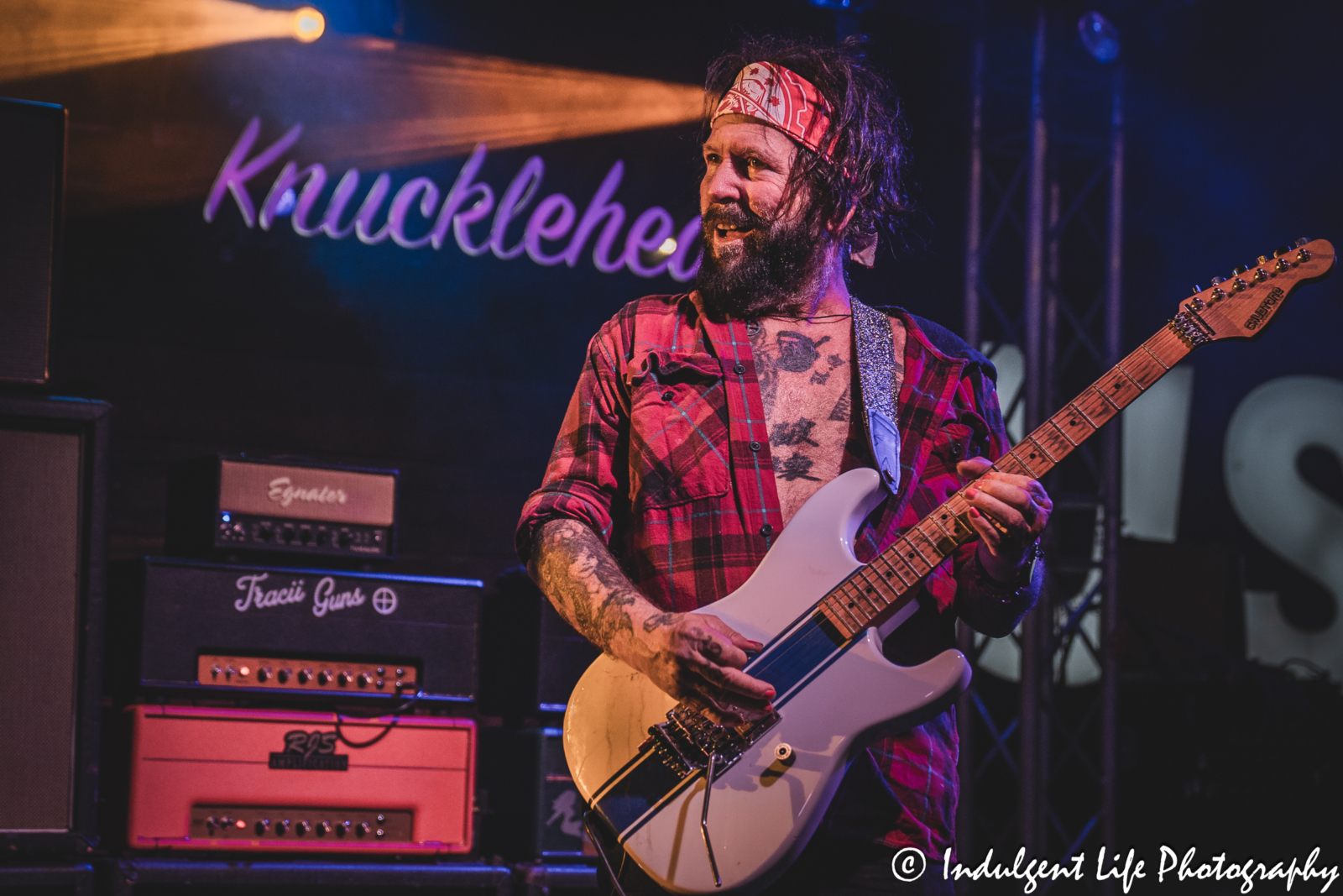 Guitar player Tracii Guns of L.A. Guns live in concert performing "The Ballad of Jayne" at Knuckleheads Saloon in Kansas City, MO on May 22, 2025.