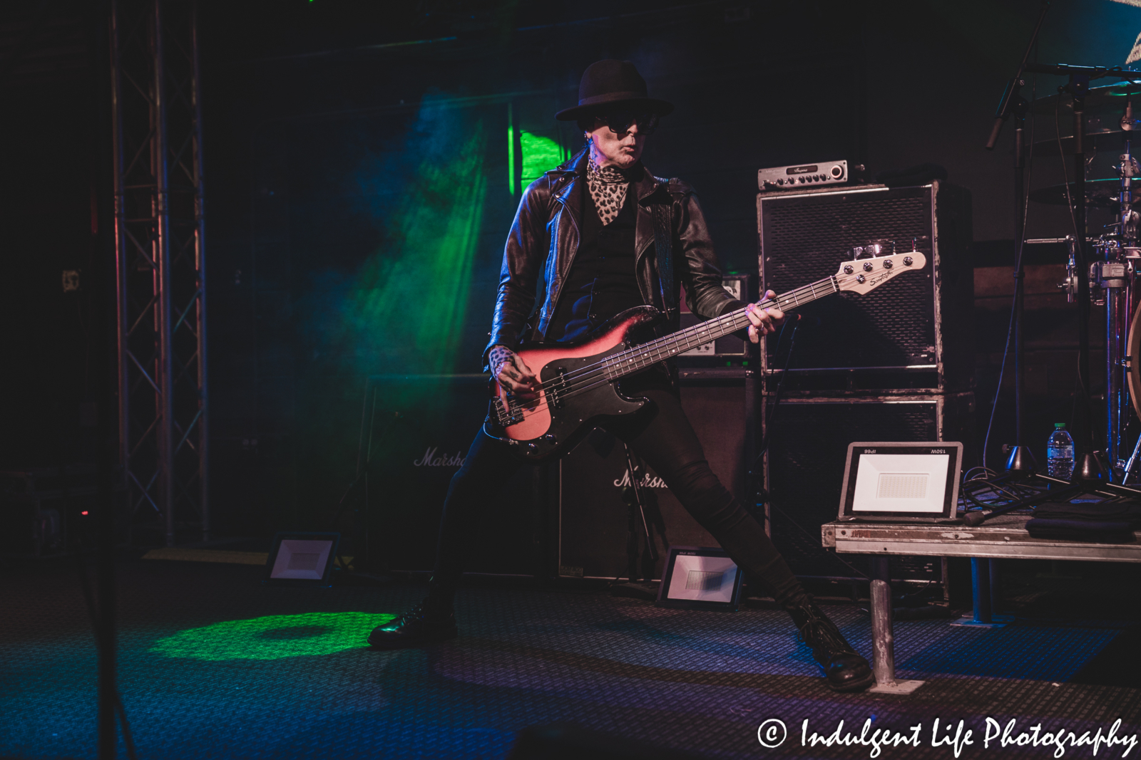 L.A. Guns bass guitarist Johnny Martin performing live at Knuckleheads Saloon in Kansas City, MO on May 22, 2025.