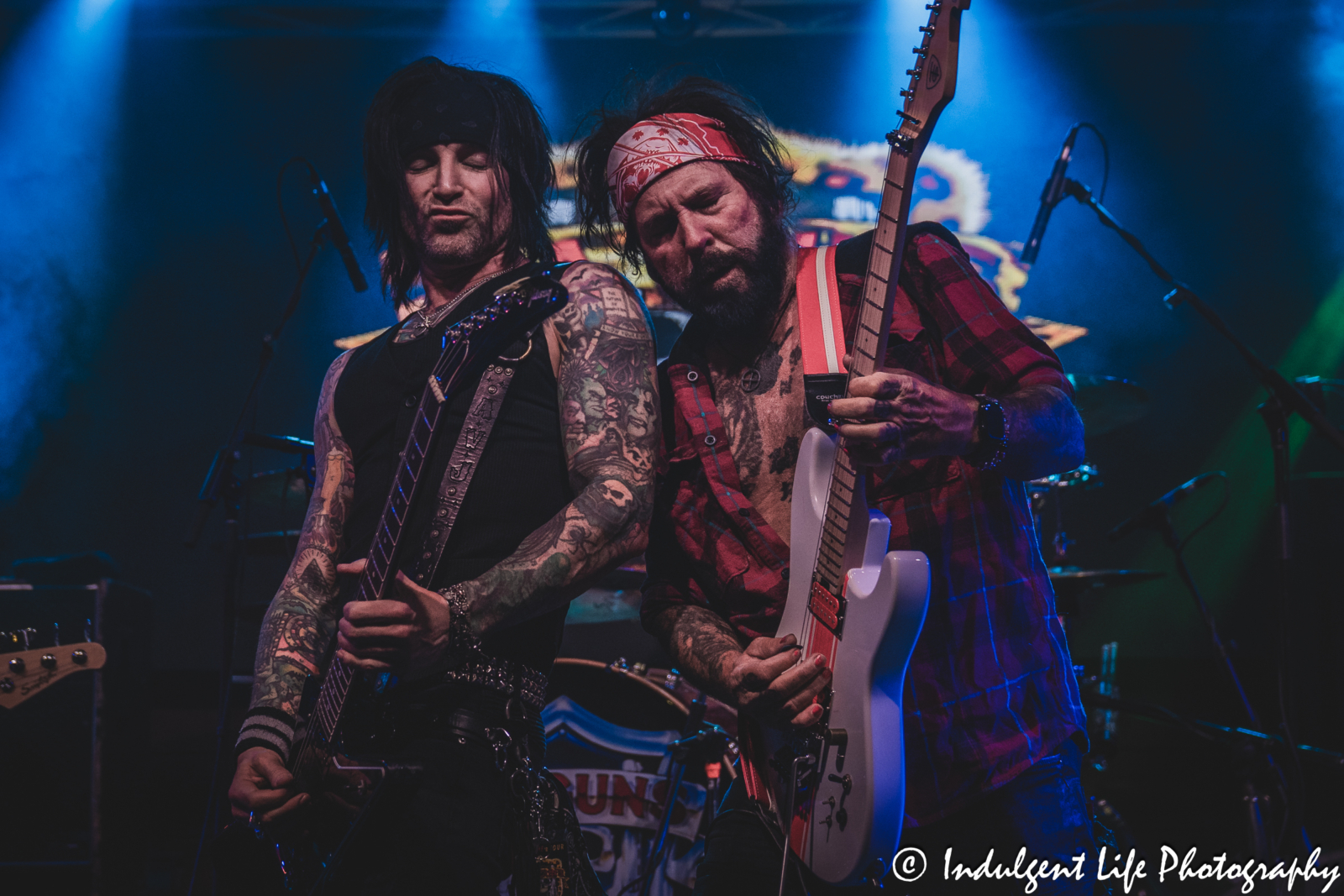 L.A. Guns guitarists Tracii Guns and Ace Von Johnson performing together at Knuckleheads Saloon in Kansas City, MO on May 22, 2025.
