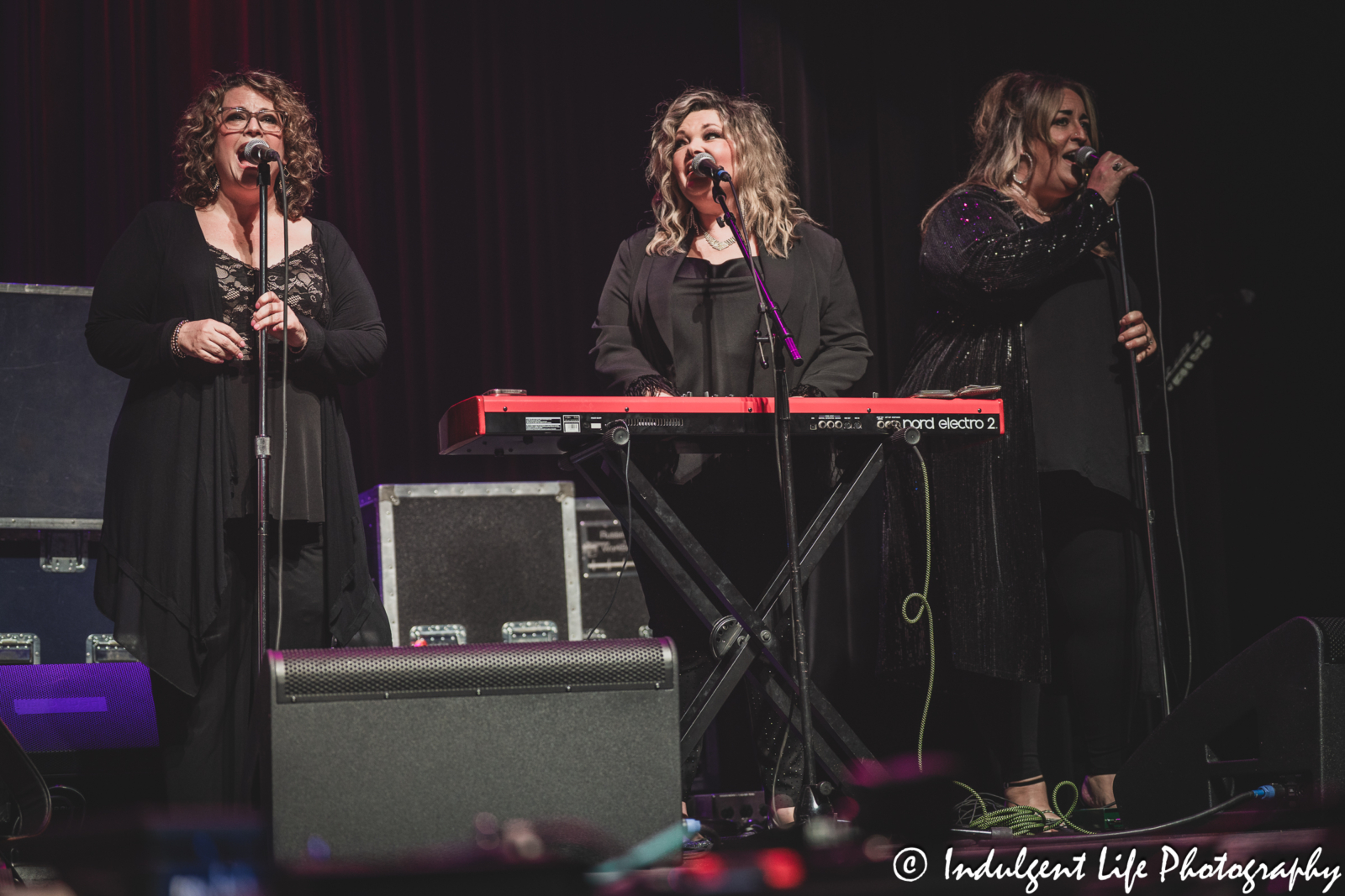 Country gospel trio The Girls Next Door standing in for keyboardist Randall Platt of Missouri at Ameristar Casino in Kansas City, MO on April 26, 2025.