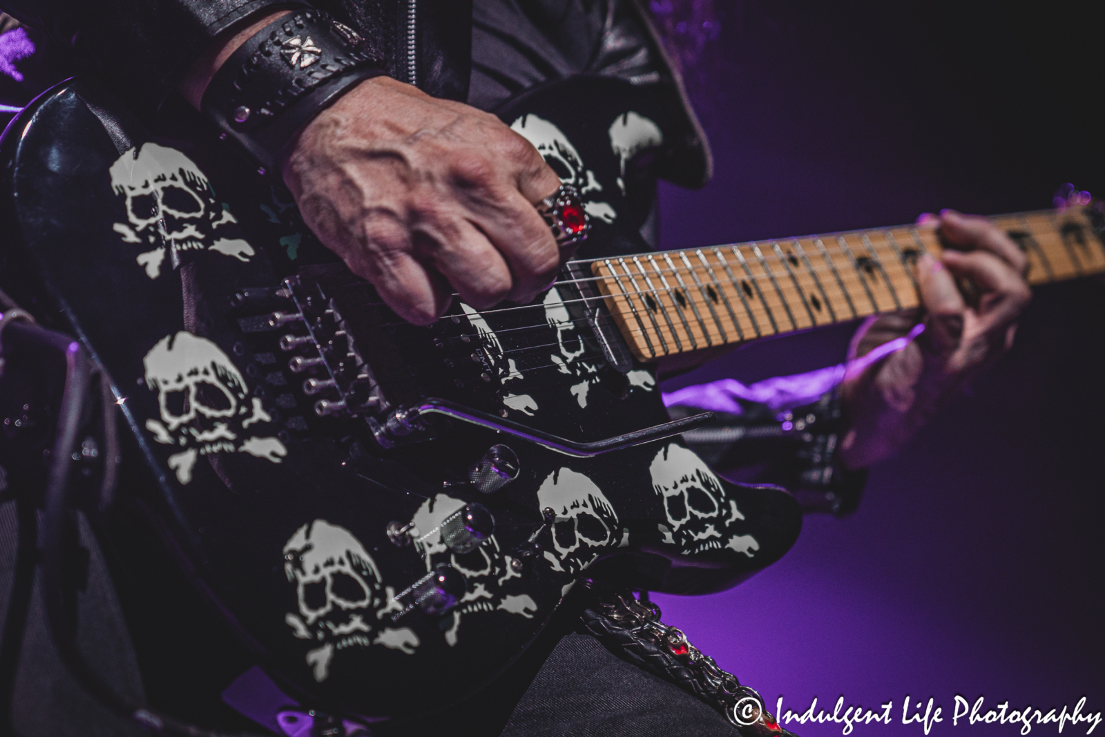 Guitar of Queensrÿche founding member Michael Wilton as he performed live in concert at Ameristar Casino's Star Pavilion in Kansas City, MO on May 16, 2025.
