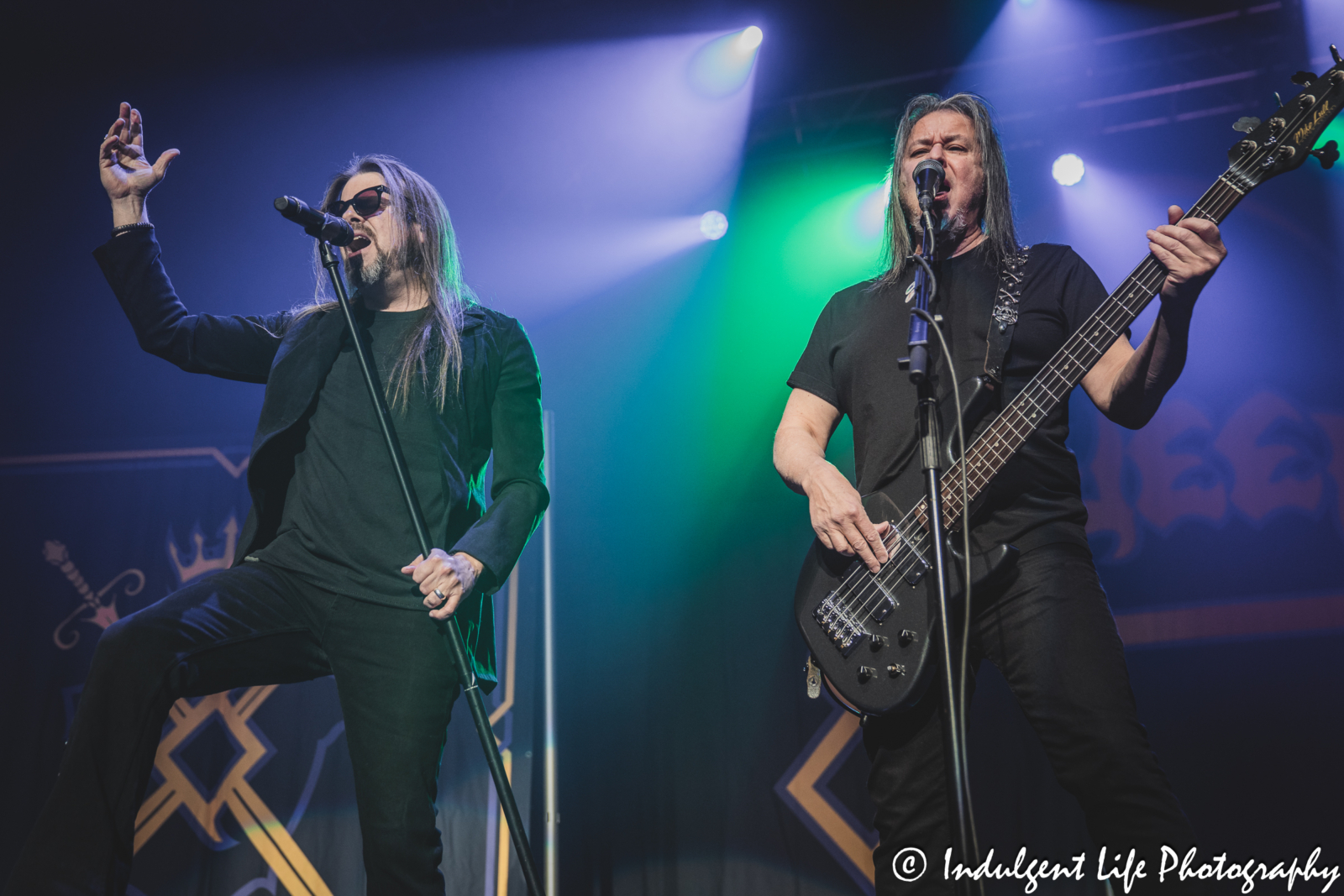 Queensrÿche lead singer Todd La Torre and bass guitarist Eddie Jackson live in concert together at Ameristar Casino in Kansas City, MO on May 16, 2025.
