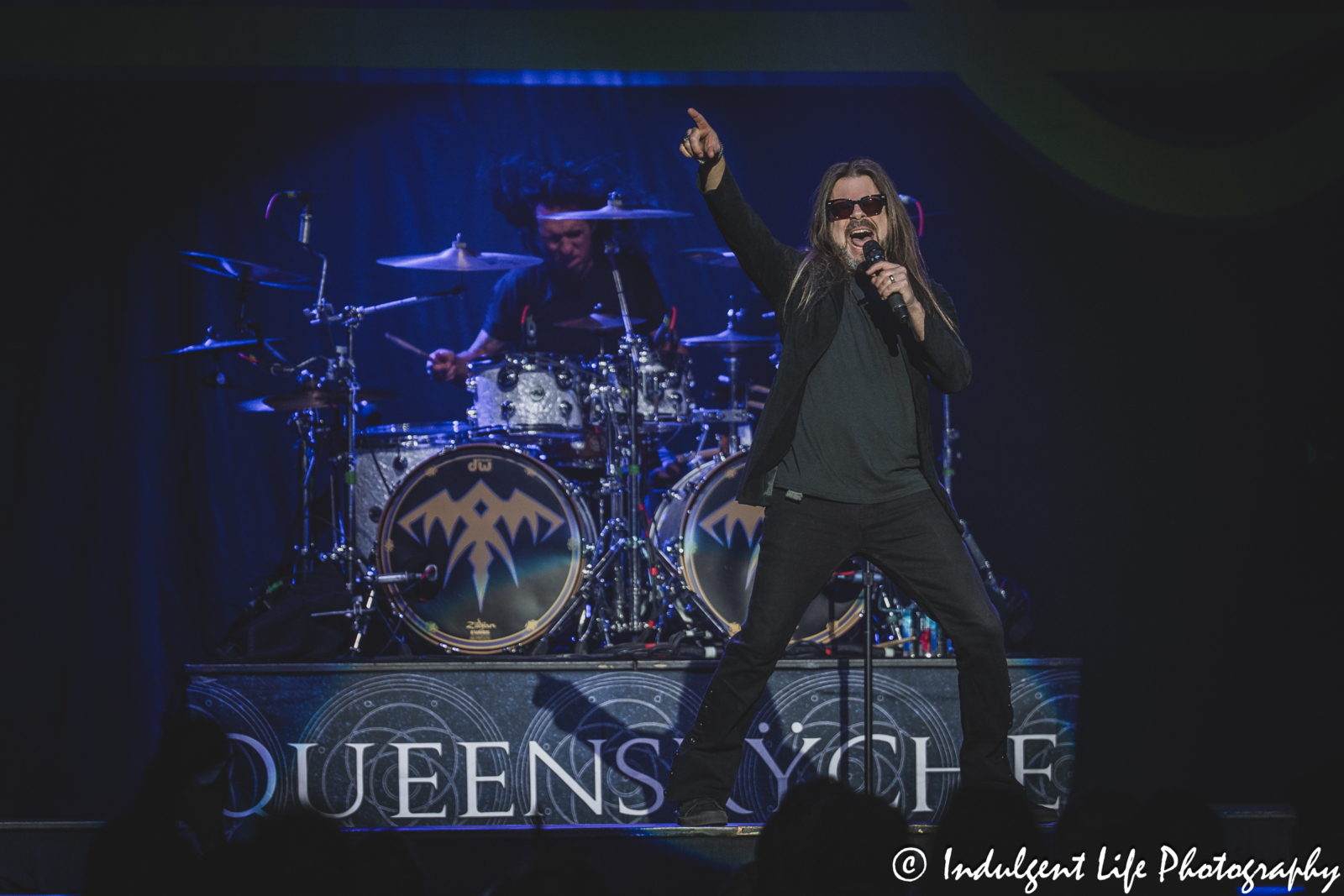 Queensrÿche lead singer Todd La Torre and drummer Casey Grillo live in concert together at Ameristar Casino in Kansas City, MO on May 16, 2025.