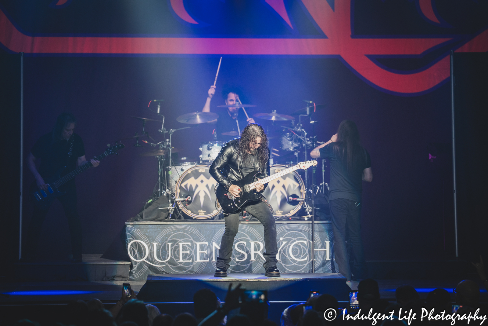Guitar player Michael Wilton and Queensrÿche band members performing live in concert at Star Pavilion inside of Ameristar Casino in Kansas City, MO on May 16, 2025.