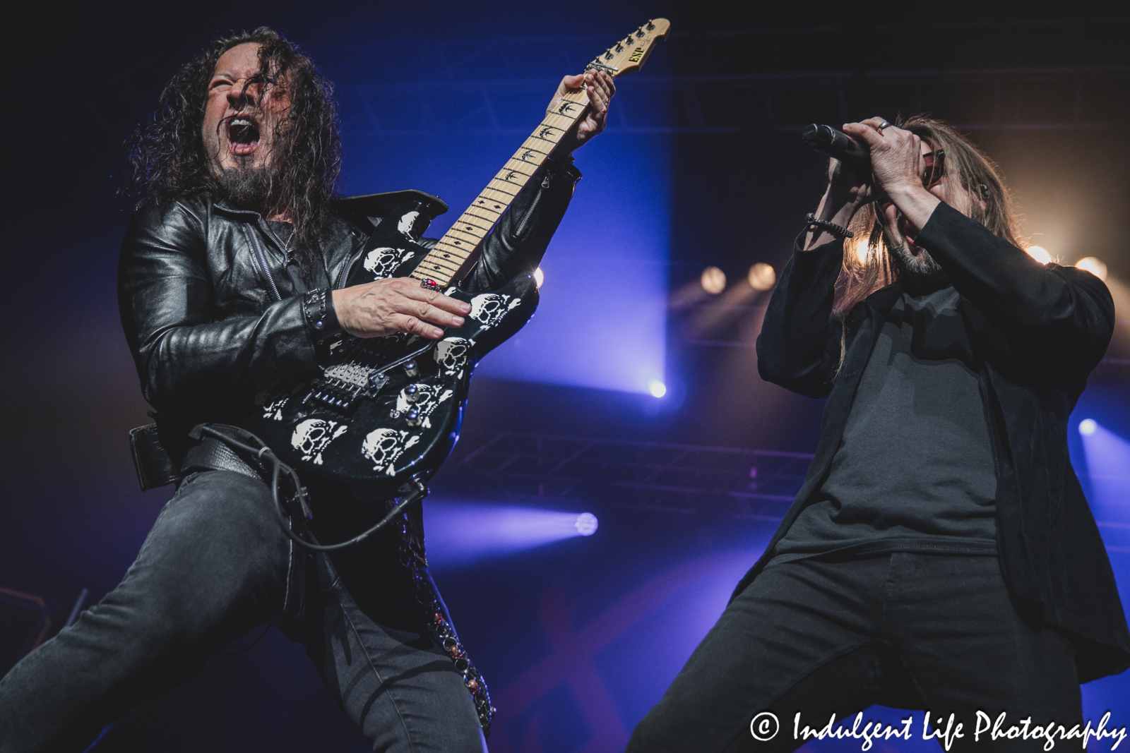 Queensrÿche lead singer Todd La Torre and guitarist Michael Wilton performing live in concert together at Ameristar Casino in Kansas City, MO on May 16, 2025.