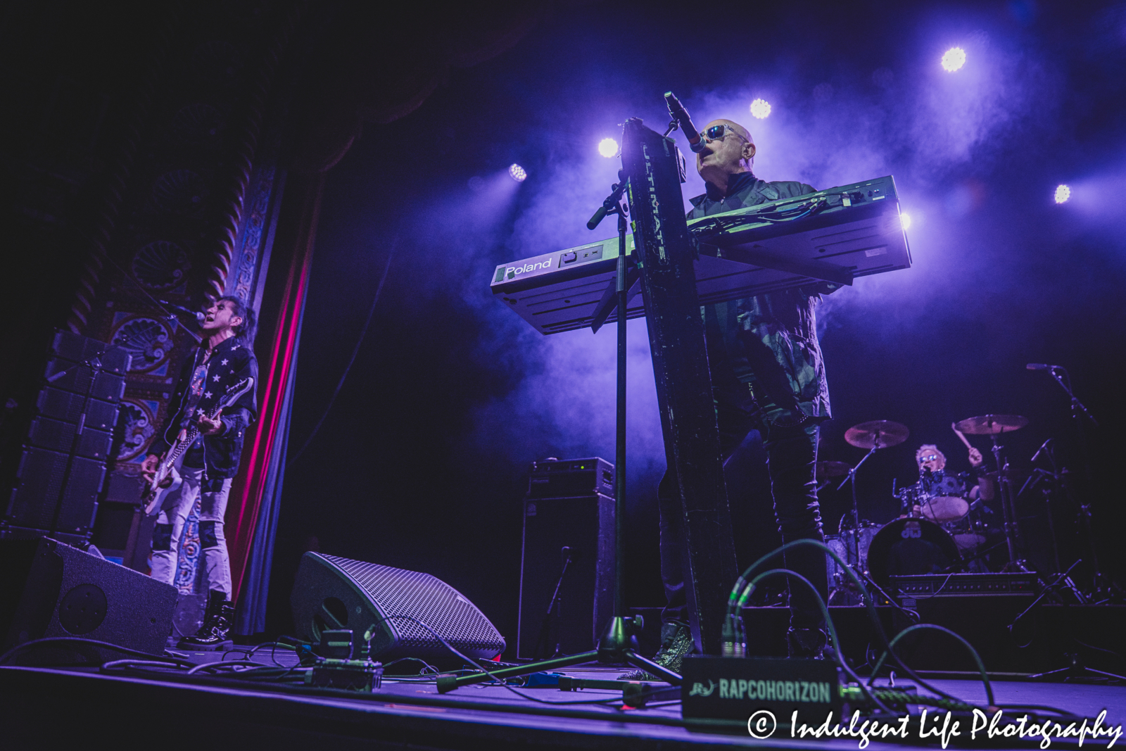 A Flock of Seagulls members Mike Score, Pando and Kevin Rankin performing "Hearts on Fire" live on the "I Love The 80's" tour at Uptown Theater in Kansas City, MO on June 13, 2025.