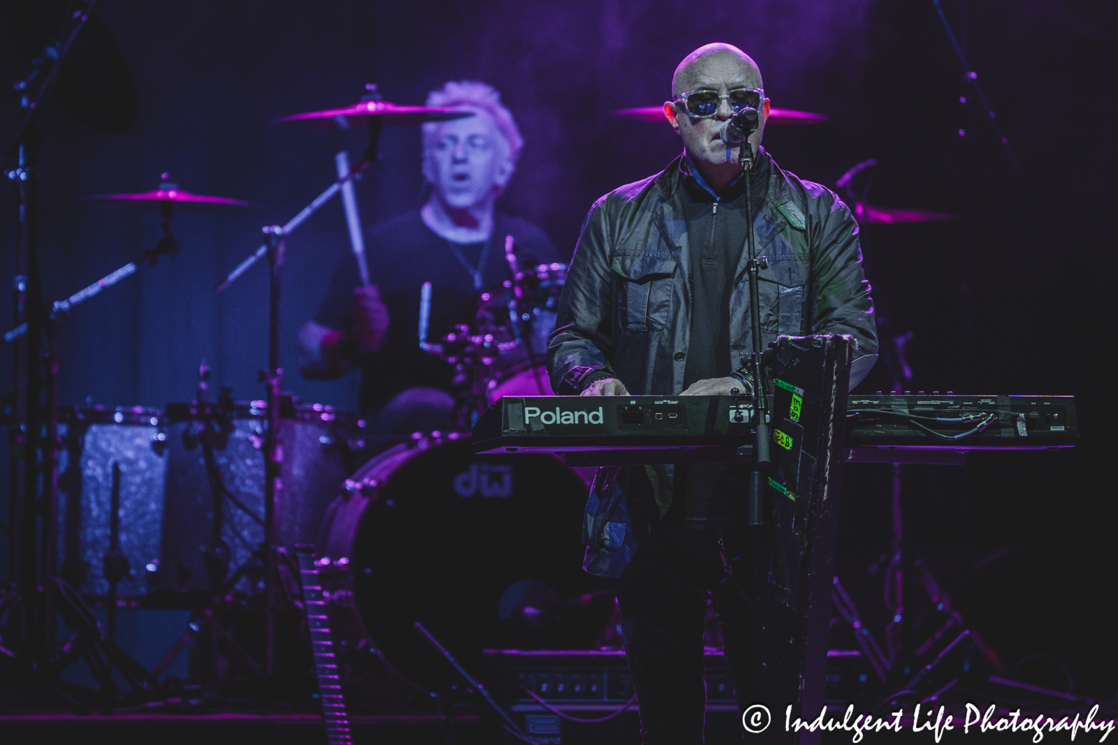 A Flock of Seagulls frontman Mike Score and drummer Kevin Rankin performing together on the "I Love The 80's" tour at Uptown Theater in Kansas City, MO on June 13, 2025.