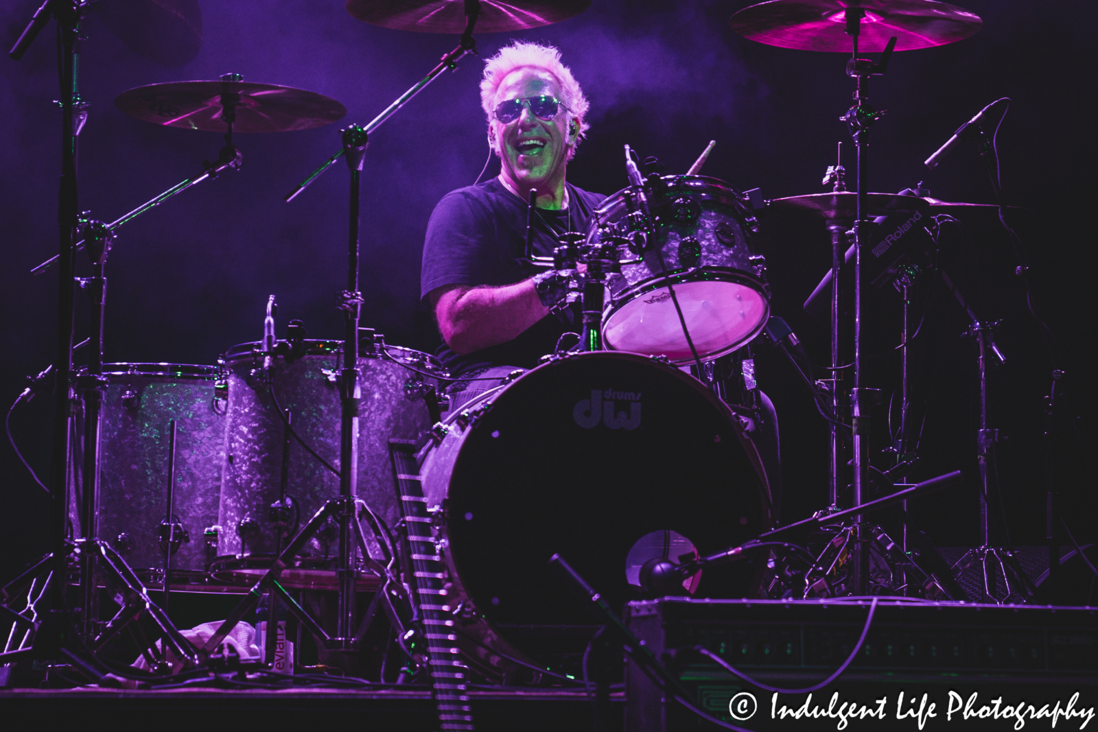 A Flock of Seagulls of drummer Kevin Rankin performing "Hearts on Fire" live on the "I Love The 80's" tour at Uptown Theater in Kansas City, MO on June 13, 2025.