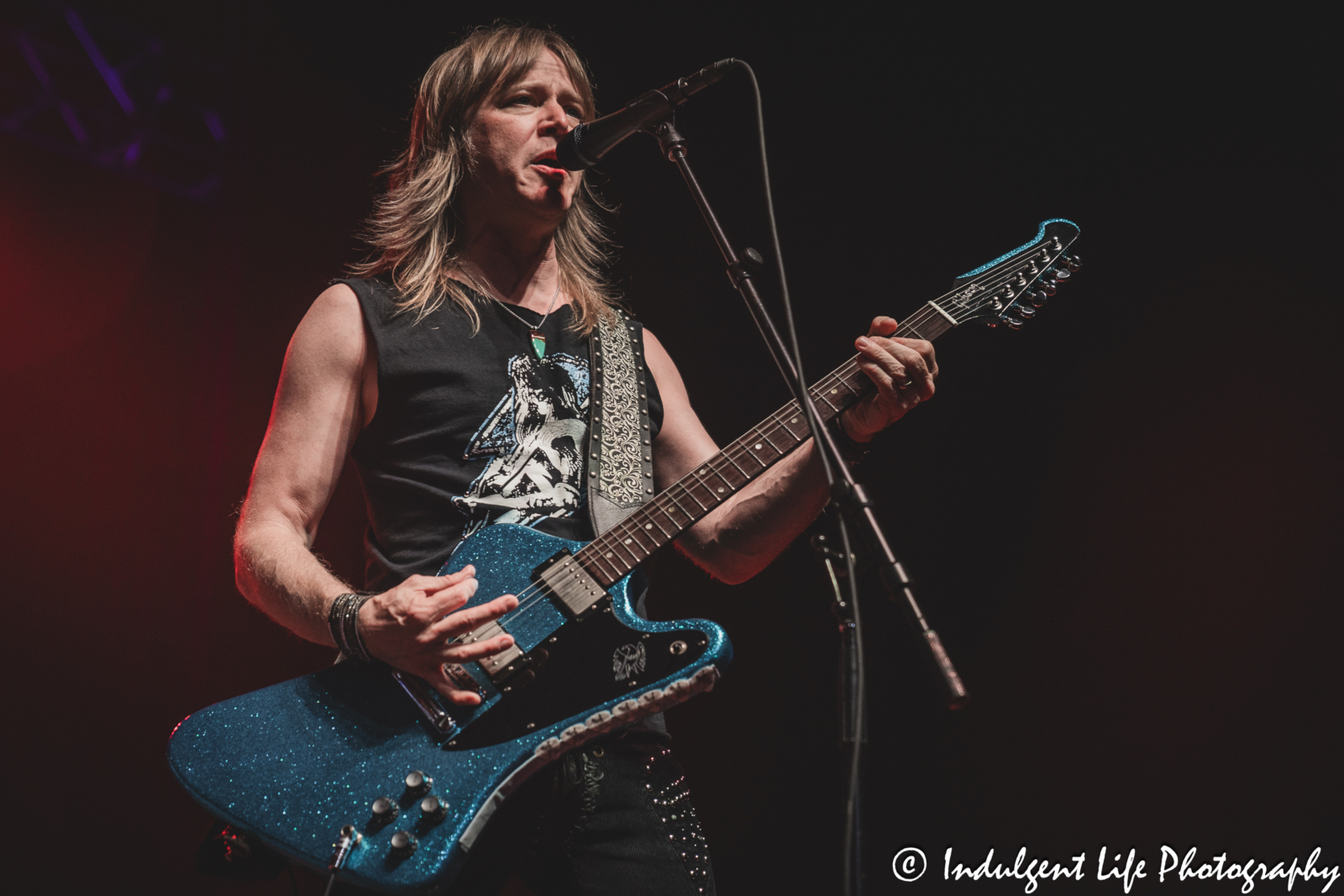 Ace Frehley solo band guitarist Jeremy Asbrock live in concert performing "Cherry Medicine" at Star Pavilion inside of Ameristar Casino in Kansas City, MO on June 28, 2025.