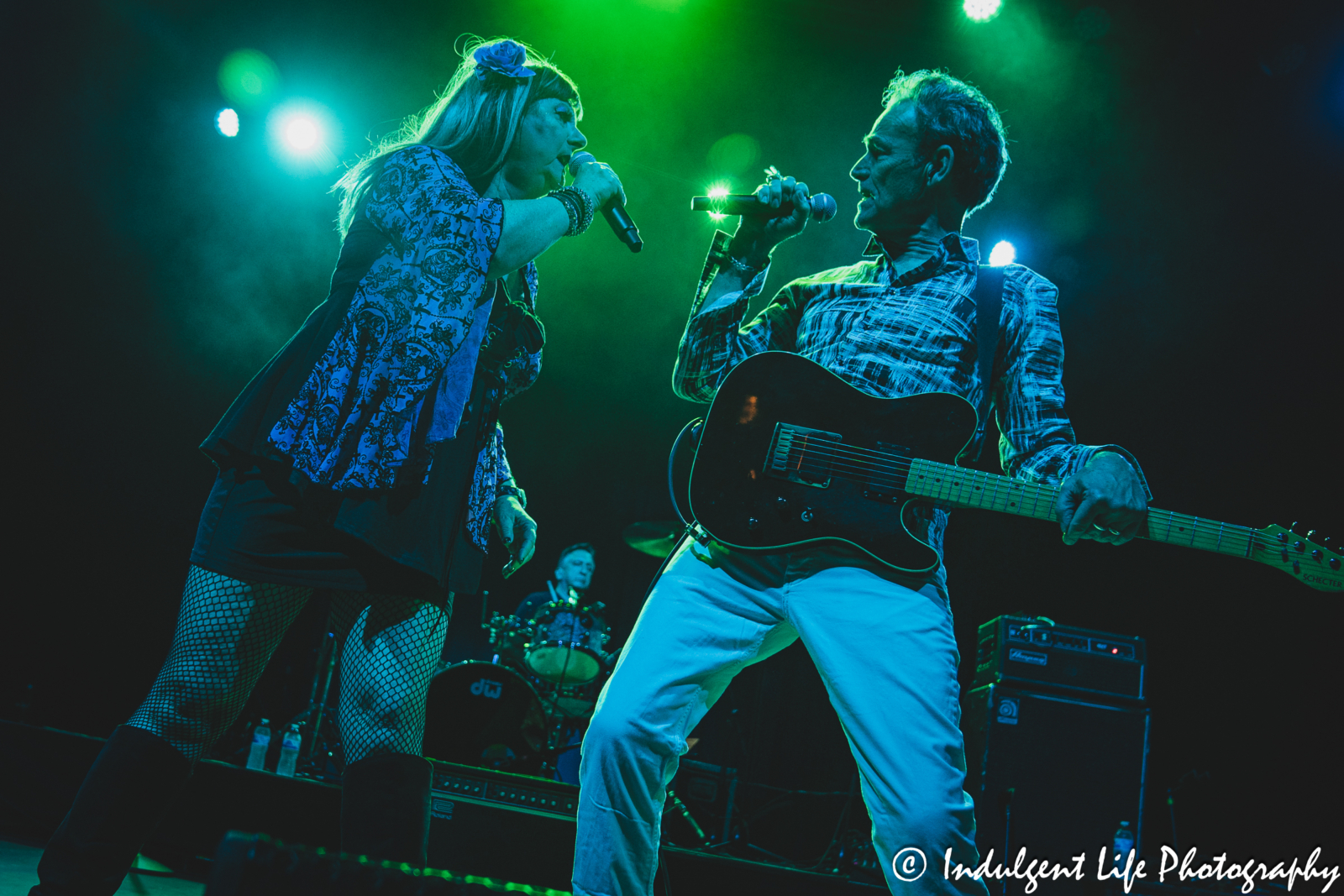 Animotion lead singers Astrid Plane and Bill Wadhams live in concert performing "Room to Move" with drummer Jim Blair together on the "I Love The 80's" tour at Uptown Theater in Kansas City, MO on June 13, 2025.