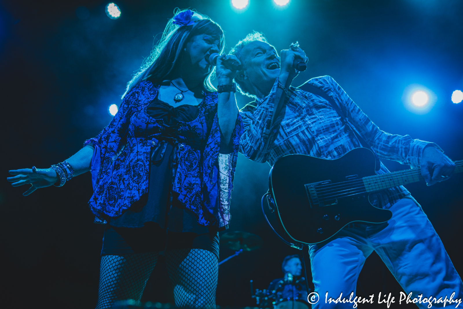 Animotion lead singers Astrid Plane and Bill Wadhams performing "Let Him Go" together on the "I Love The 80's" tour at Uptown Theater in Kansas City, MO on June 13, 2025.