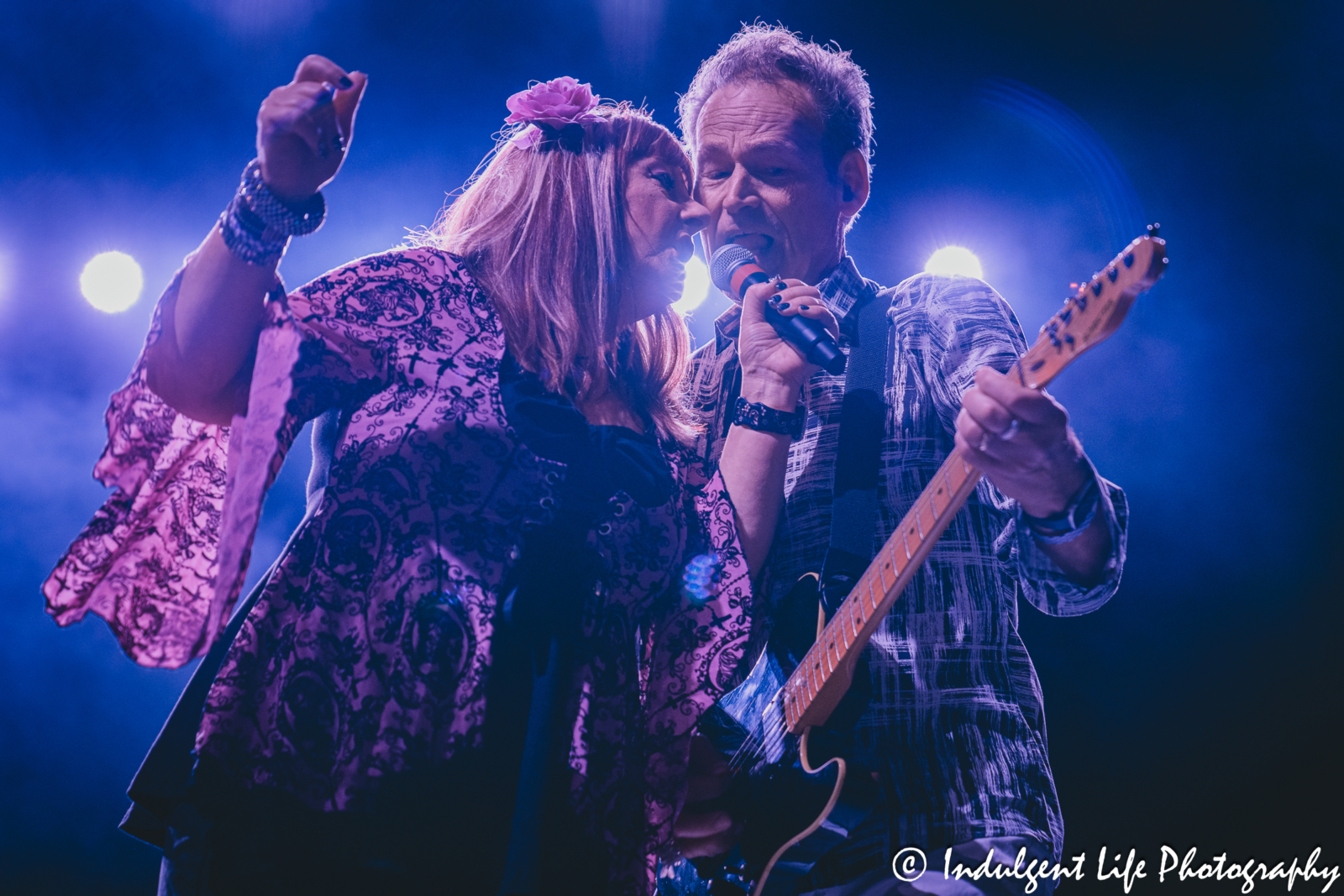 Astrid Plane and Bill Wadhams of Animotion performing "Let Him Go" together on the "I Love The 80's" tour at Uptown Theater in Kansas City, MO on June 13, 2025.