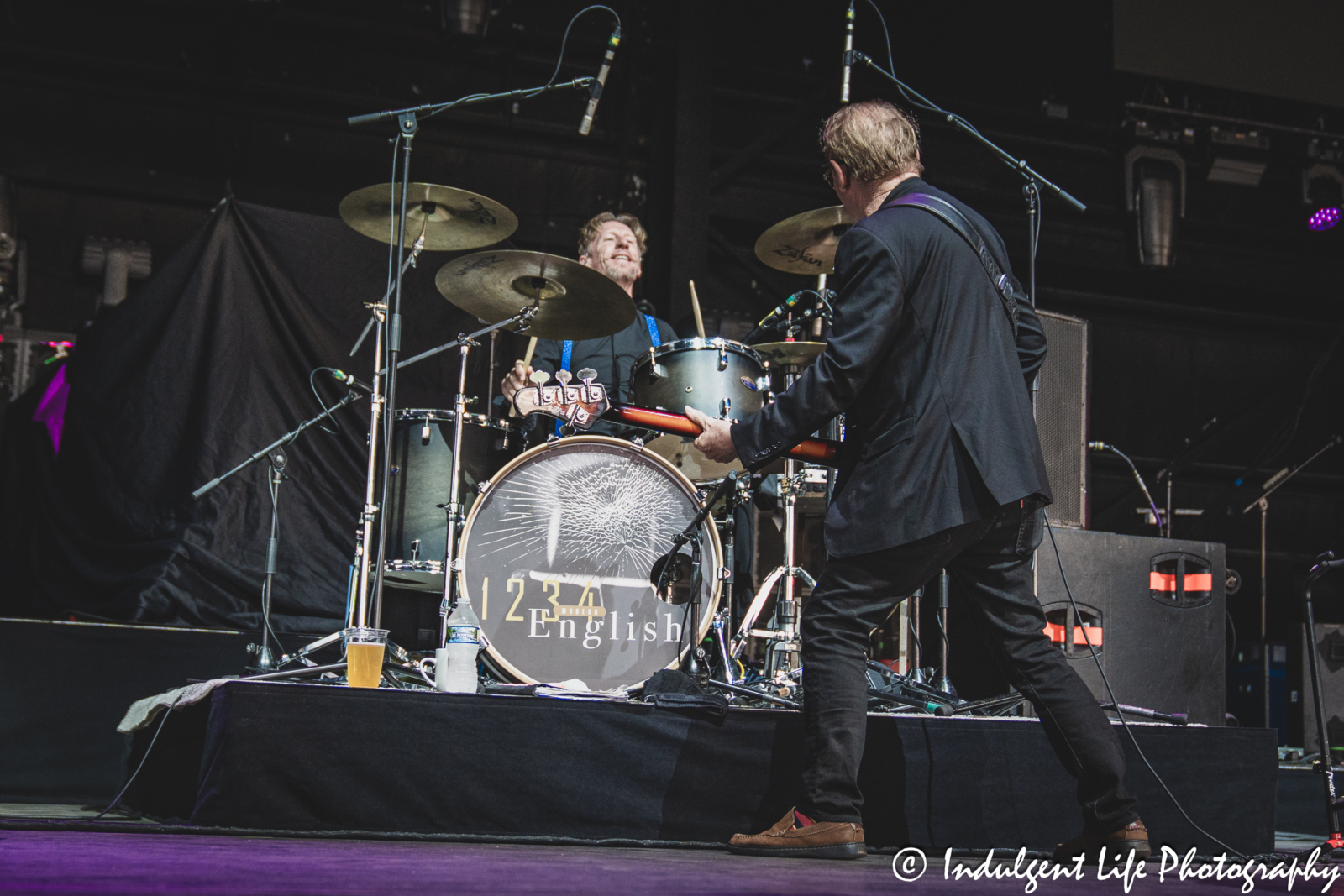 Bass guitarist Michael Conroy of Modern English performing "Gathering Dust" with drummer Ric Chandler at Hollywood Casino Amphitheater in Maryland Heights, MO on June 5, 2025.