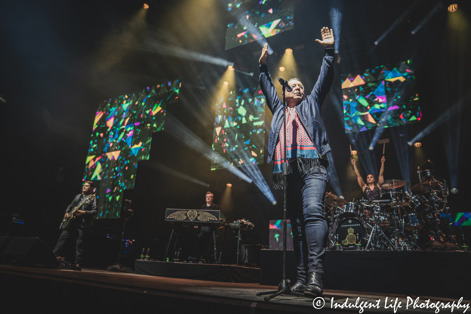 Lead singer Jim Kerr and his band Simple Minds taking to the stage on the band's "Alive & Kicking" tour at Hollywood Casino Amphitheater in Maryland Heights, MO on June 5, 2025.