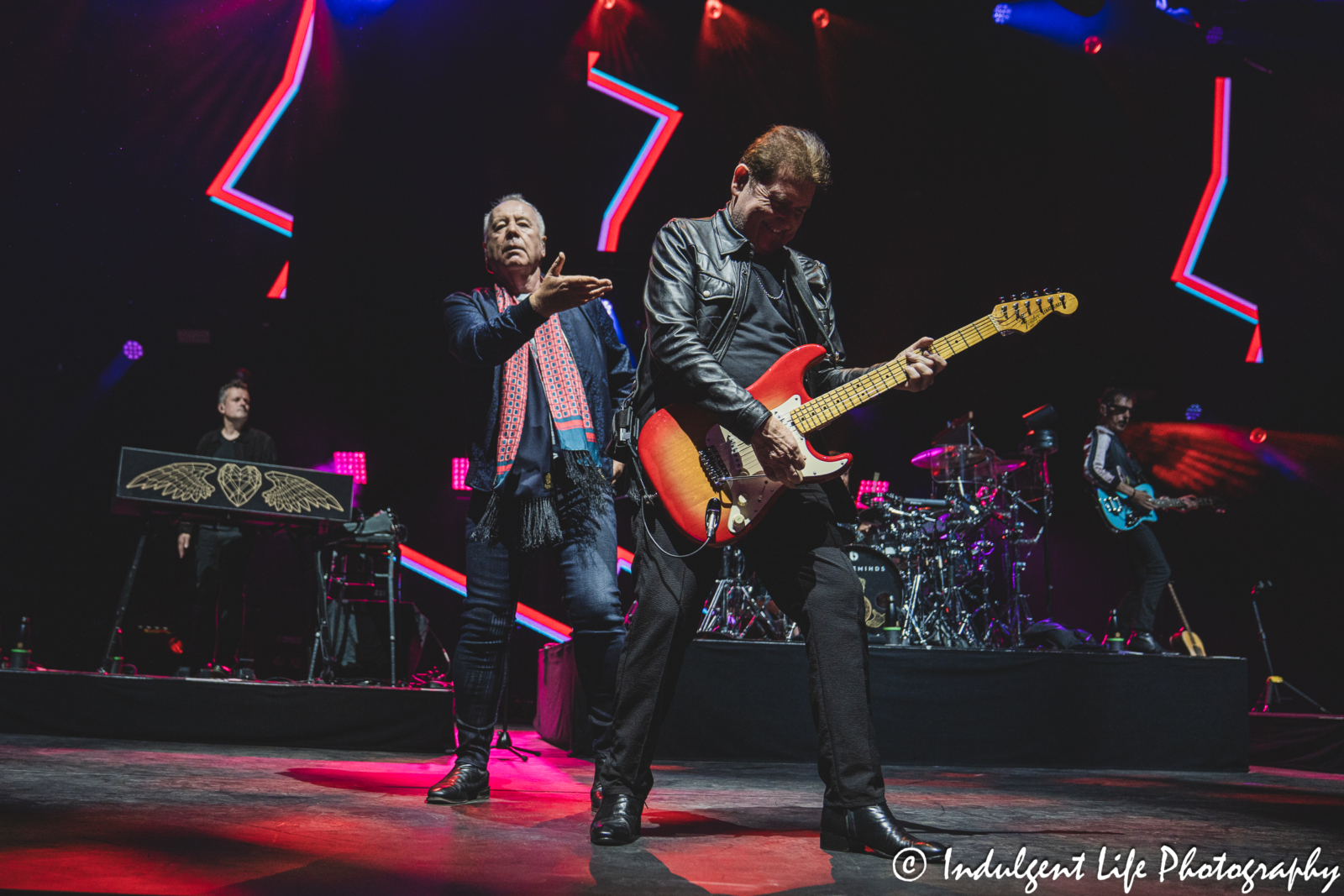 Founding members Charlie Burchill and Jim Kerr of Simple Minds performing "I Travel" in concert together on the band's "Alive & Kicking" tour at Hollywood Casino Amphitheater in Maryland Heights, MO on June 5, 2025.