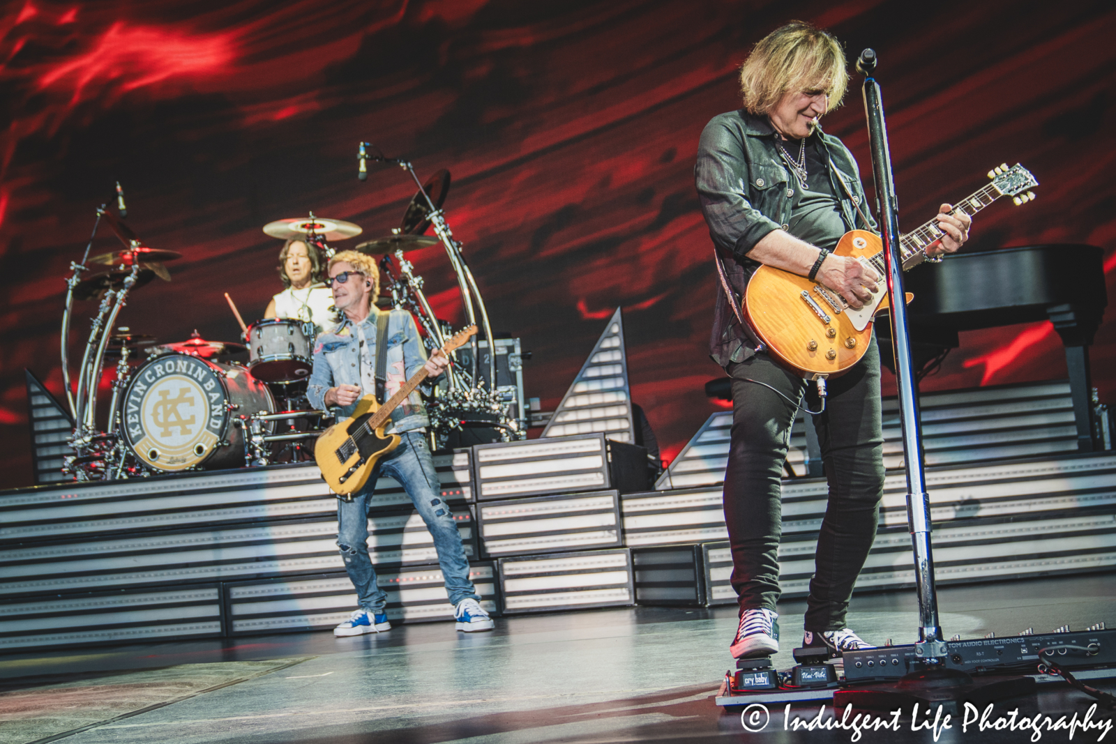 Dave Amato, Kevin Cronin and Bryan Hitt live in concert performing "Follow My Heart" by REO Speedwagon at Starlight Theatre in Kansas City, MO on July 2, 2025.