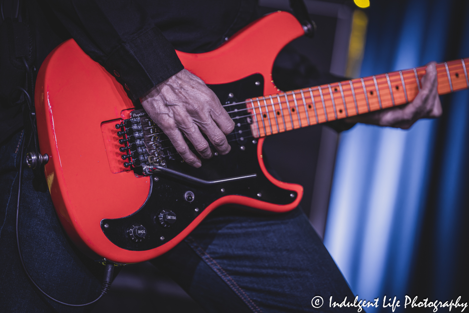 Guitar of Loverboy member Paul Dean as he performed live in concert at Prairie Band Casino in Mayetta, KS on July 24, 2025.