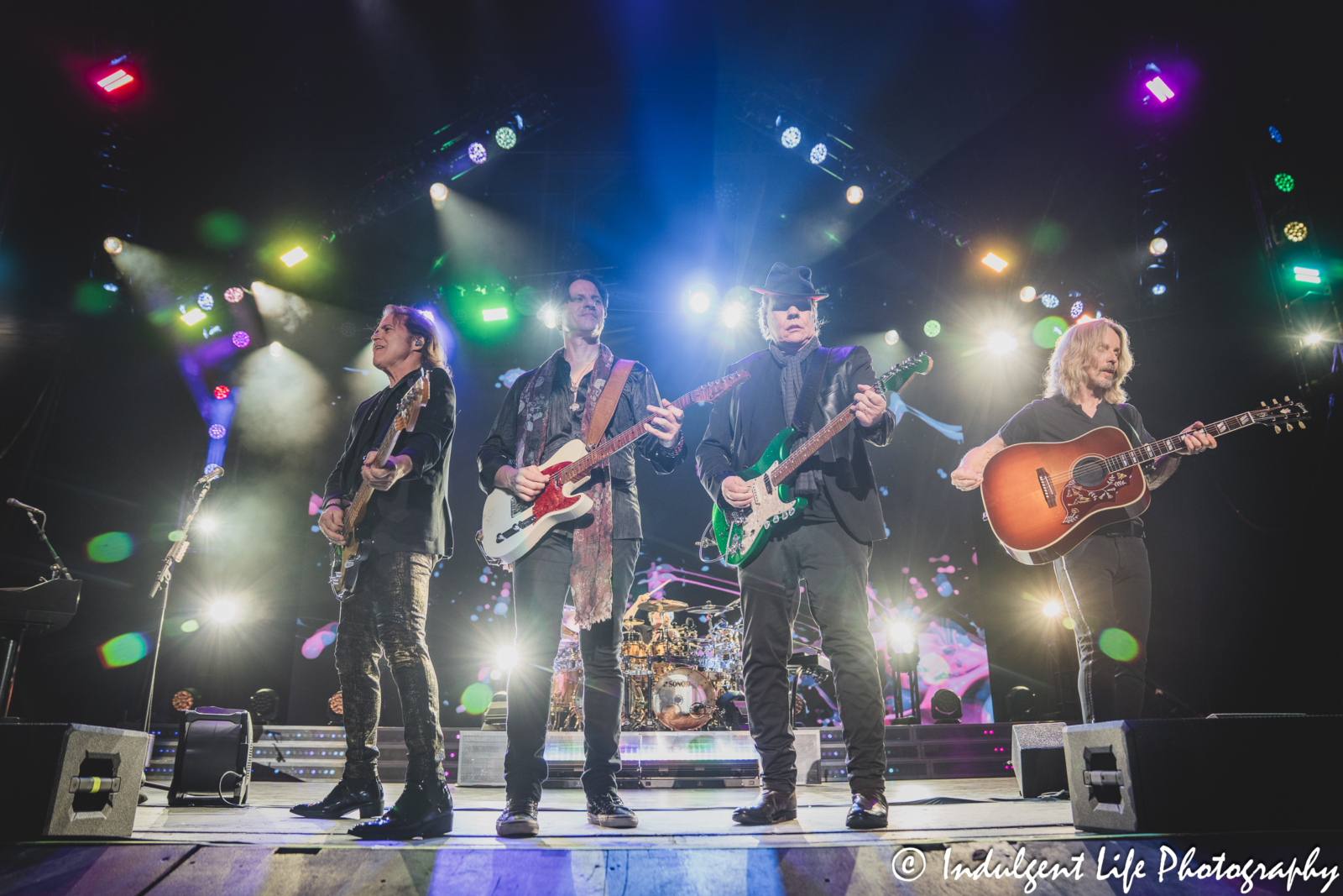 Styx guitarist players performing "Fooling Yourself (The Angry Young Man)" live in concert at Starlight Theatre in Kansas City, MO on July 2, 2025.