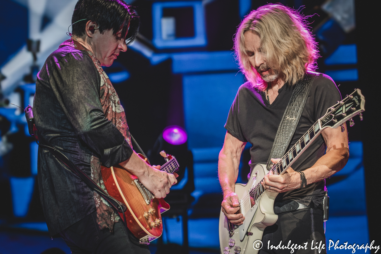 Styx guitar players Will Evankovich and Tommy Shaw performing "Superstars" live in concert at Starlight Theatre in Kansas City, MO on July 2, 2025.
