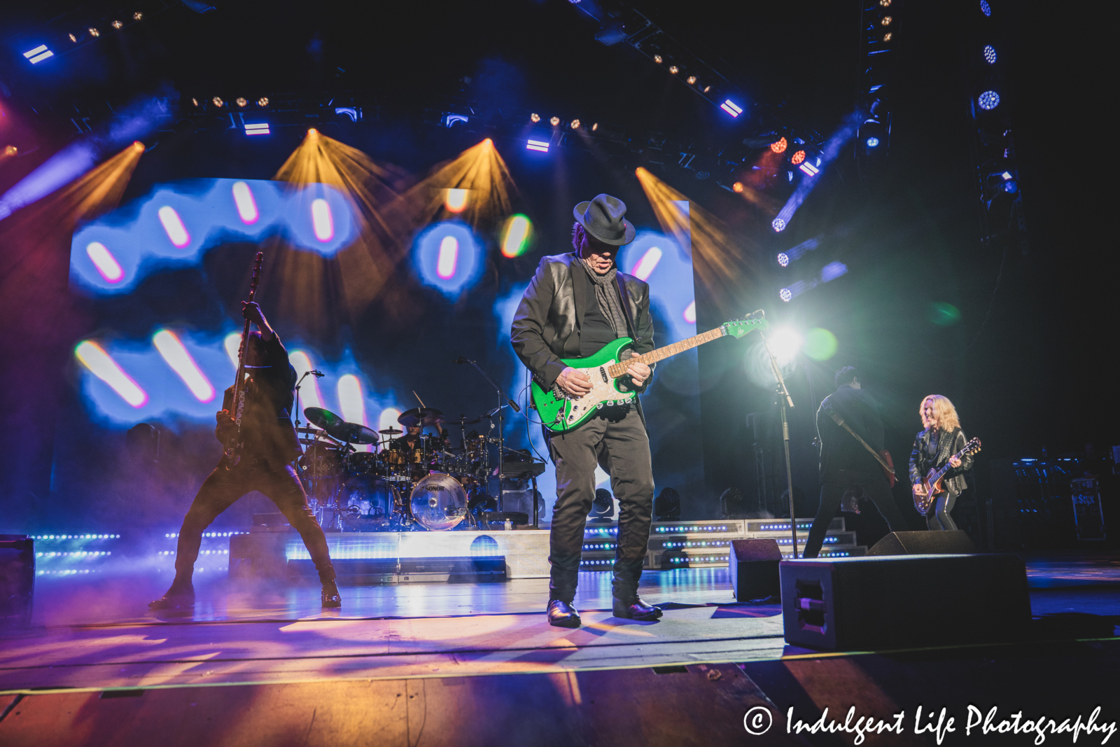 Styx founding member and guitarist James "J.Y." Young and the band performing "The Grand Illusion" live in concert at Starlight Theatre in Kansas City, MO on July 2, 2025.