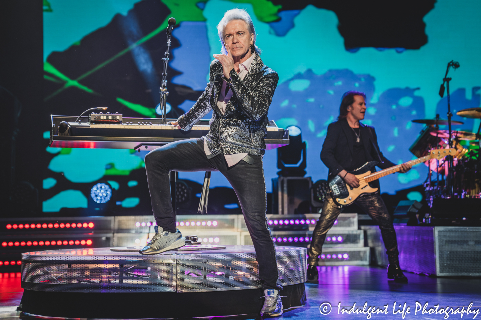Styx keyboardist Lawrence Gowan and bass guitar player Terry Gowan performing "Fooling Yourself (The Angry Young Man)" live i concert at Starlight Theatre in Kansas City, MO on July 2, 2025.
