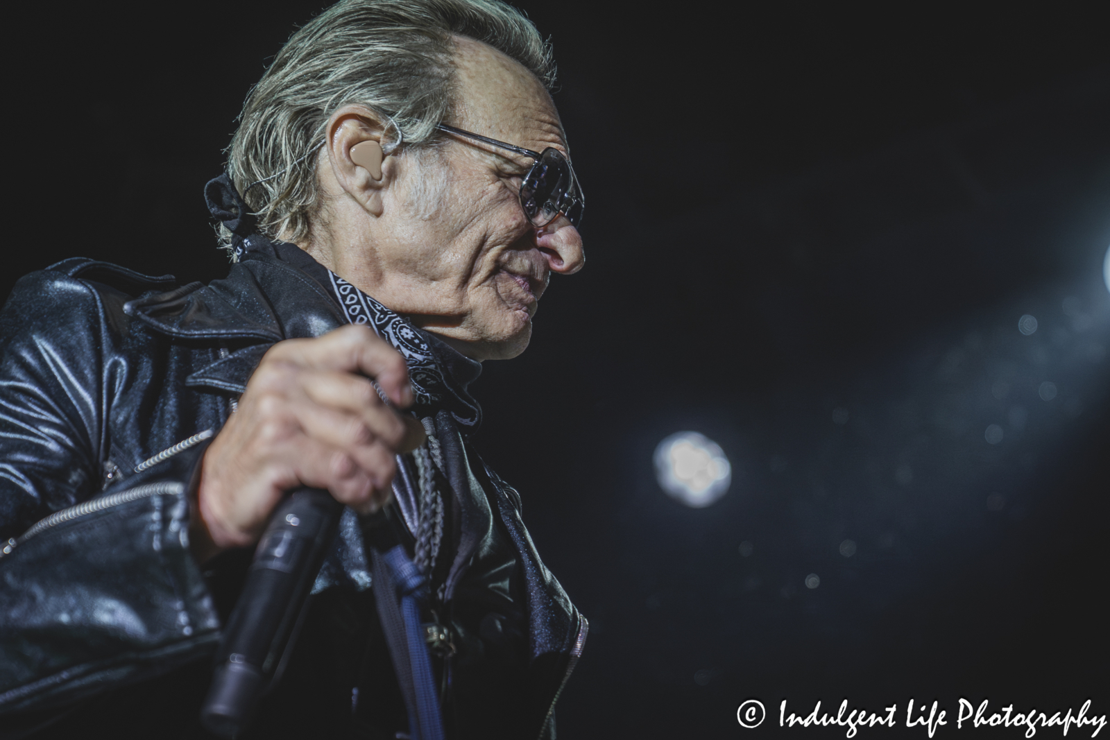 Van Halen frontman David Lee Roth taking to the stage for a live concert at Grinders in the Crossroads of downtown Kansas City, MO on August 27, 2025.