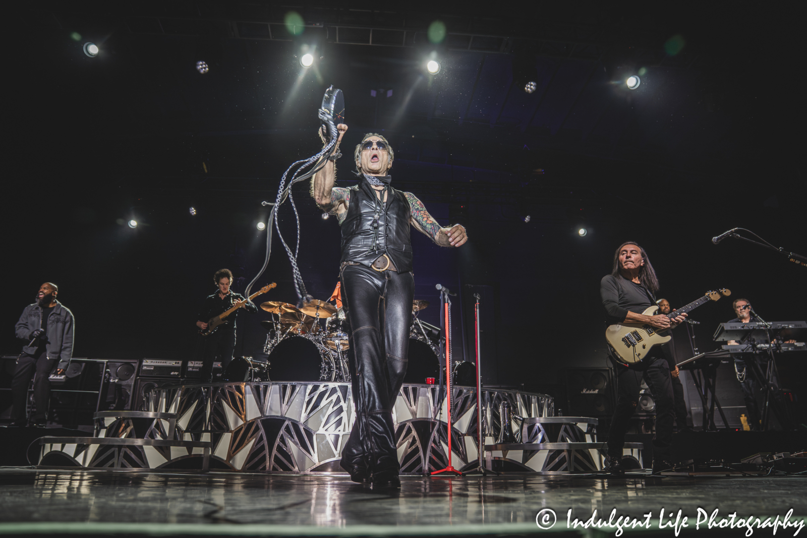 David Lee Roth of Van Halen and his solo band live in concert performing "Drop Dead Legs" at Grinders in the Crossroads of downtown Kansas City, MO on August 27, 2025.