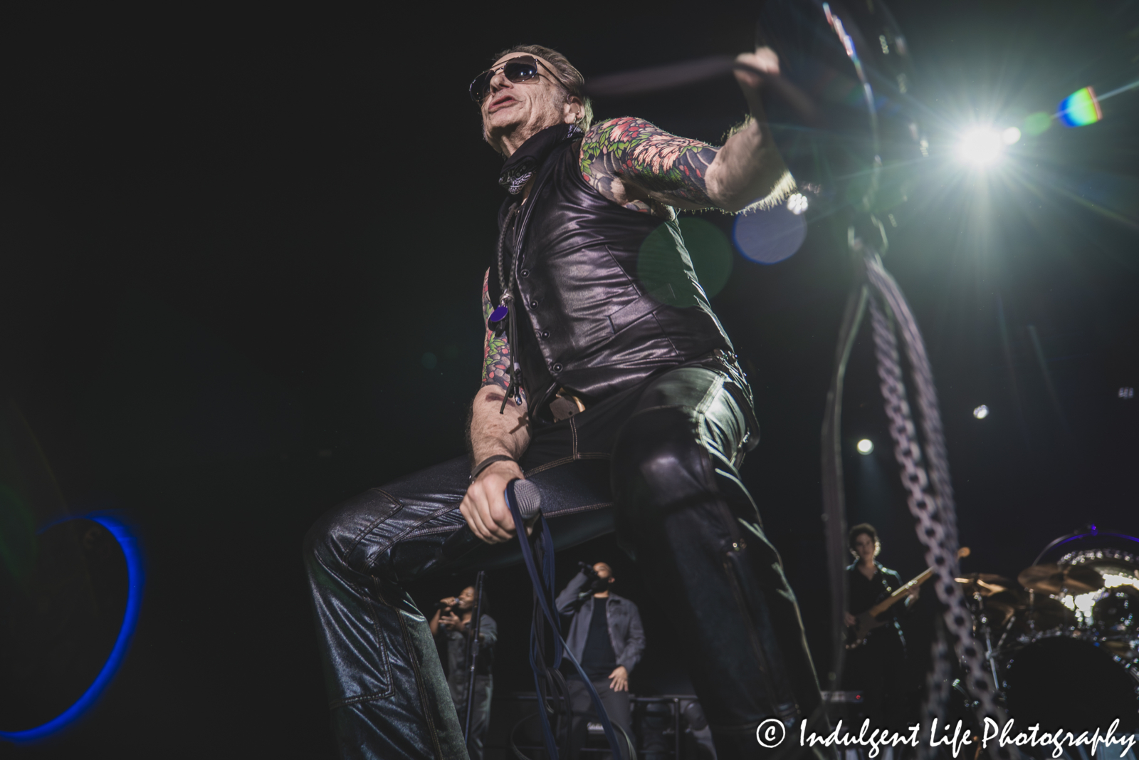 Van Halen frontman David Lee Roth live in concert performing "Drop Dead Legs" at Grinders in the Crossroads of downtown Kansas City, MO on August 27, 2025.