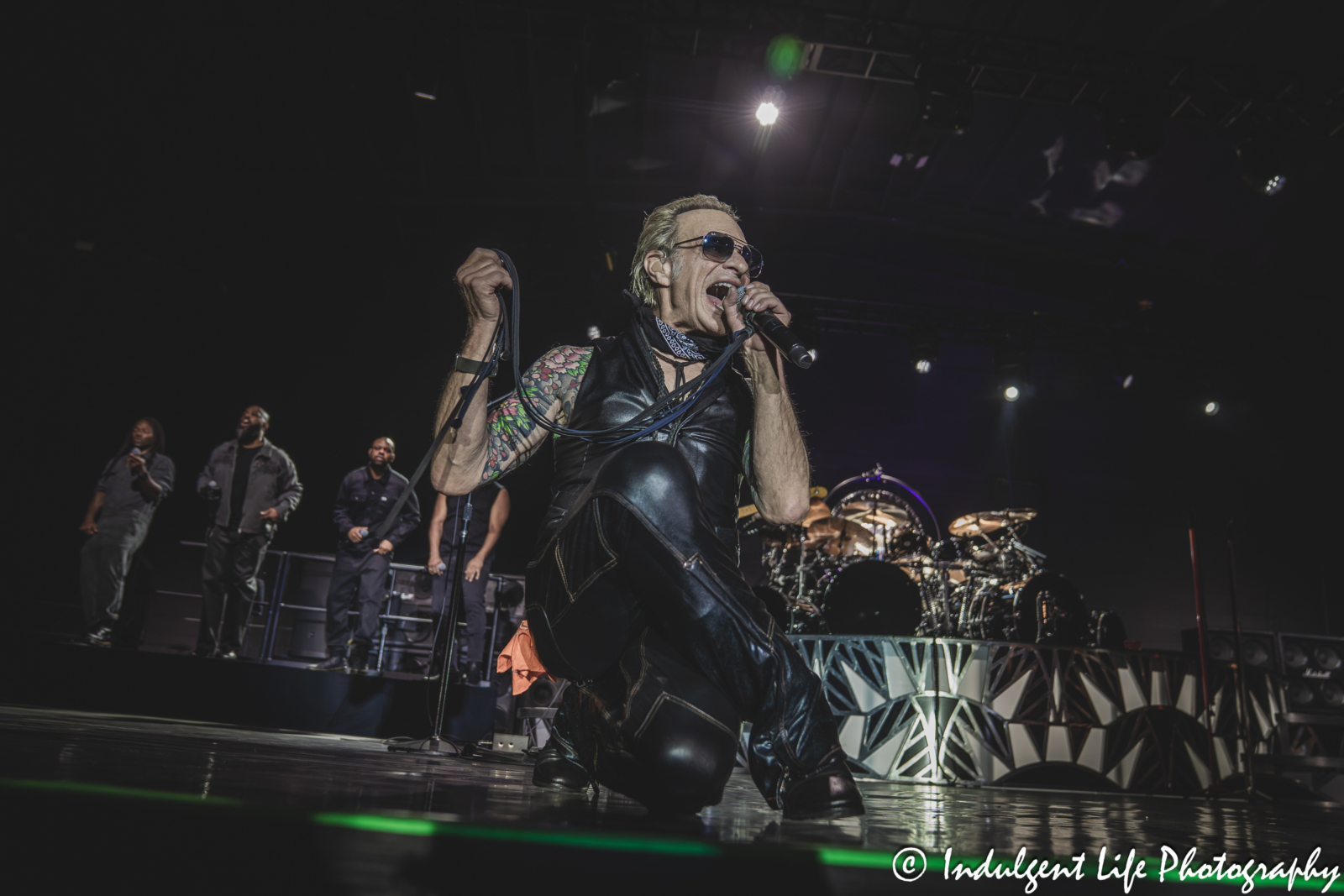 David Lee Roth and his solo band backup singers performing "I'm the One" live in concert at Grinders in the Crossroads of downtown Kansas City, MO on August 27, 2025.