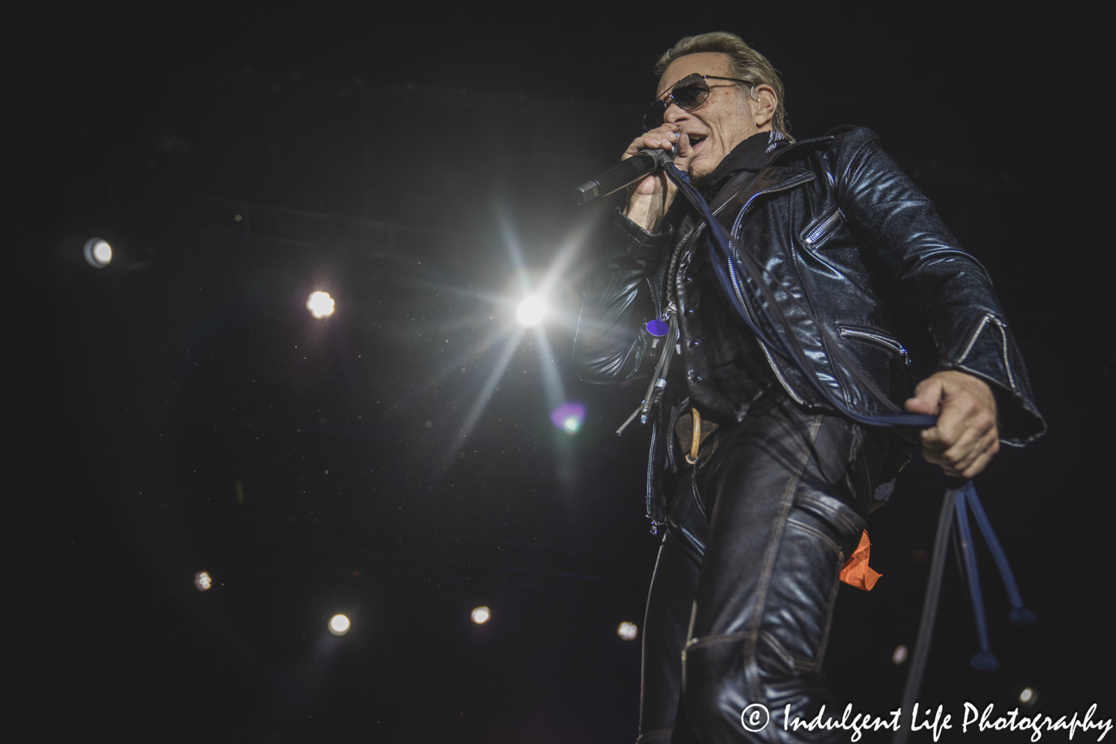 Van Halen lead singer David Lee Roth performing "Panama" live in concert at Grinders in the Crossroads of downtown Kansas City, MO on August 27, 2025.