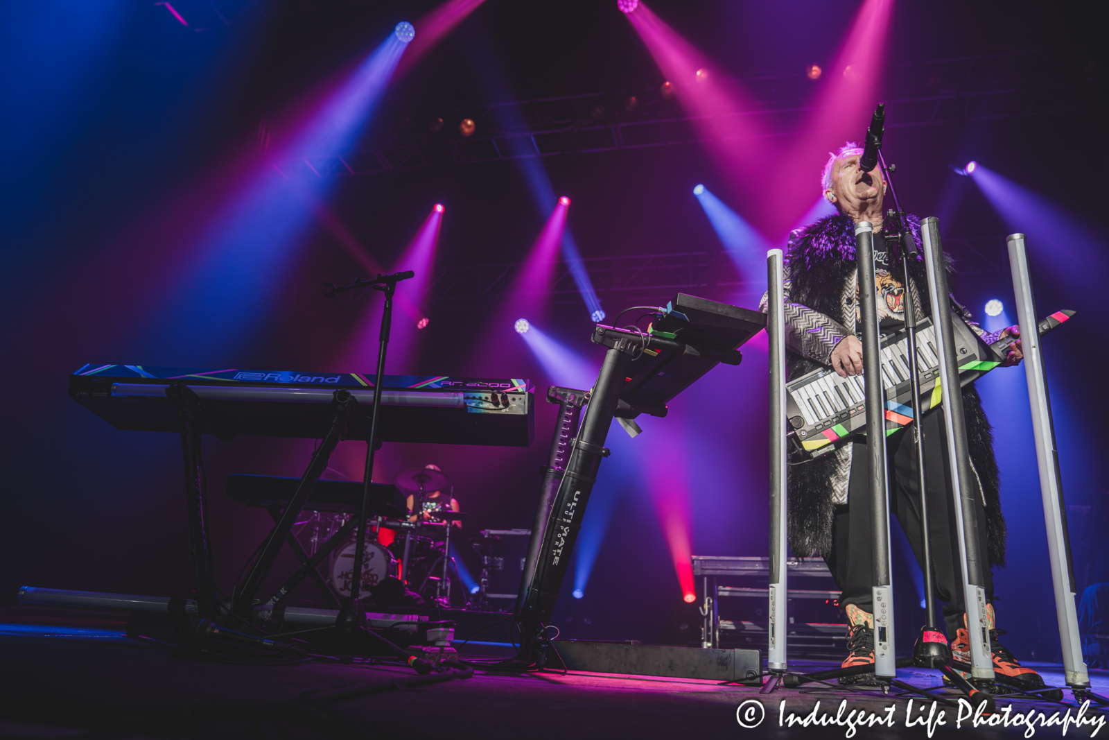 Howard Jones playing the keytar and singing "New Song" live in concert at Star Pavilion inside of Ameristar Casino in Kansas City, MO on September 13, 2025.