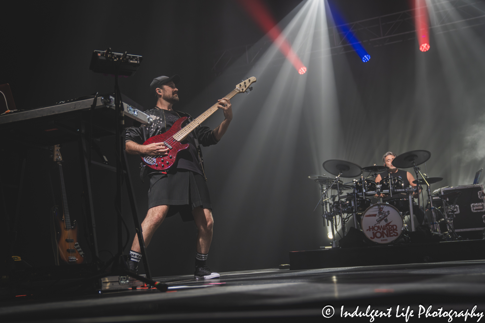 Howard Jones' bass guitarist and drummer performing "New Song" live in concert at Ameristar Casino's Star Pavilion in Kansas City, MO on September 13, 2025.