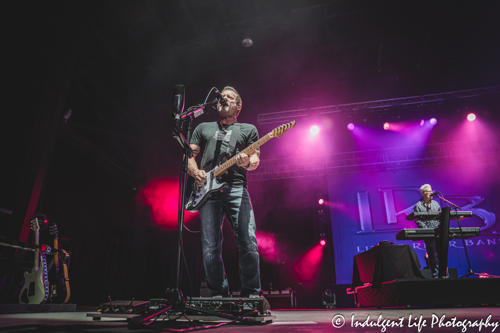 Guitar player Colin Whinnery of Little River Band performing "Man on Your Mind" live in concert at Azura Amphitheater in Bonner Springs, KS on September 25, 2025.