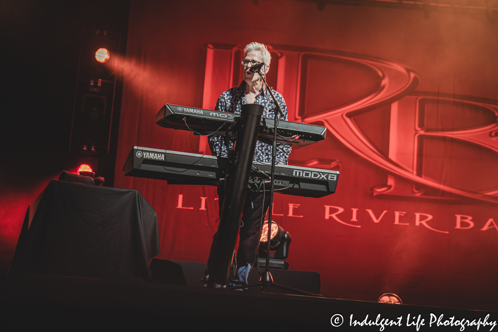 Keyboard player Chris Marion of Little River Band performing "Man on Your Mind" live in concert at Azura Amphitheater in Bonner Springs, KS on September 25, 2025.